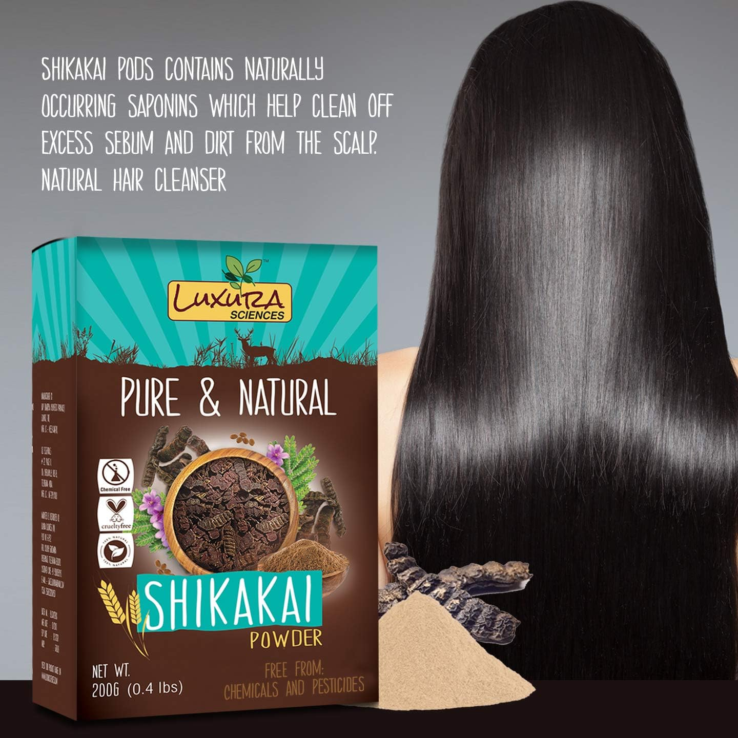 Luxura Sciences Shikakai Organic Natural and Double Filtered Powder for Hair (200 Gms)
