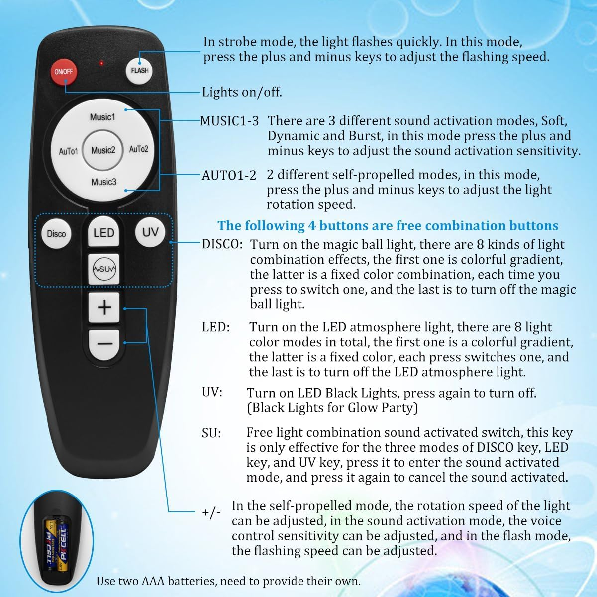 CTDZLED Disco Ball Party Lights Sound Activated Strobe DJ Stage Lighting for Indoor Room Outdoor Dance Floor Parties Birthday Rave Home Karaoke Halloween Christmas Wedding Show Bar Club image number 5