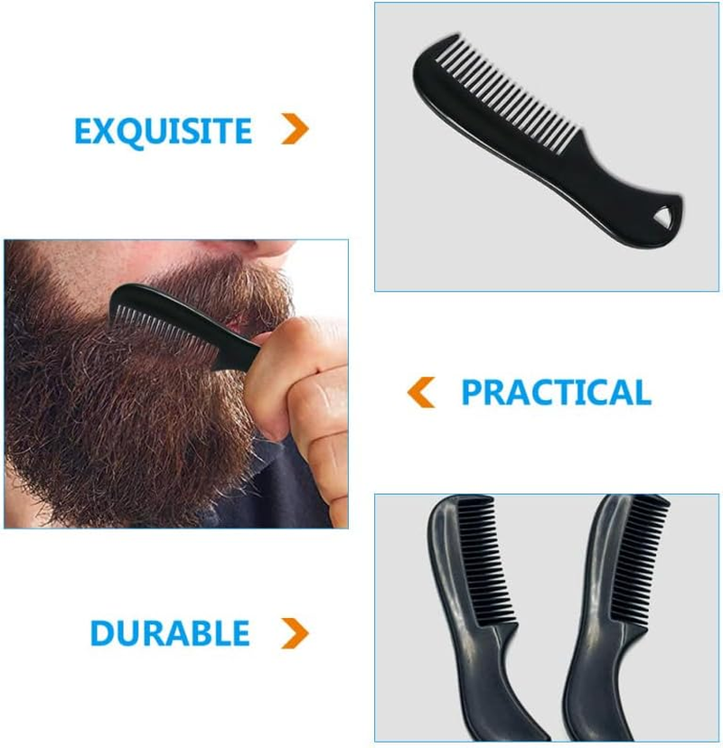 CALLARON Pack of 10 Mini Beard Combs Fine Curly Beard Brush Body Care Moustache Combs for Men Pocket Fine Tooth Comb Small Styling Fine Beard Comb Folding Mini Comb Black Plastic image number 1