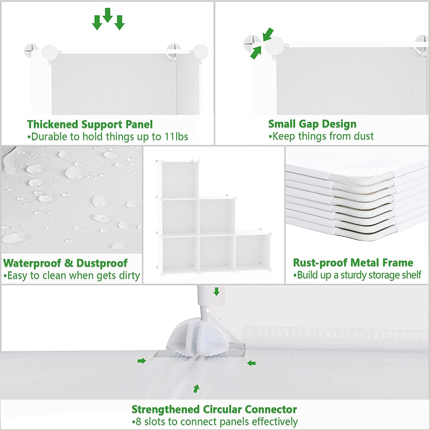 C&AHOME Cube Storage Organizer, 6-Cube Shelves Units, Closet Cabinet, DIY Plastic Modular Book Shelf, Ideal for Bedroom, Living Room, Office, 36.6" L X 12.4" W X 36.6" H Milky UPCS06M