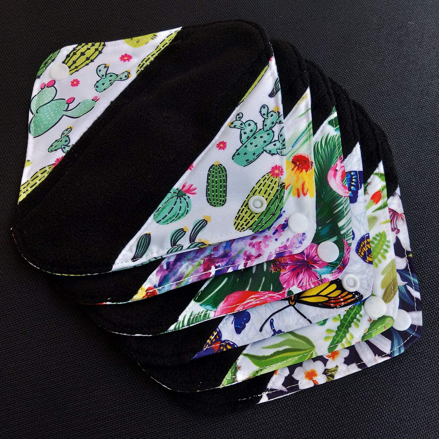 7Pcs Set 1Pc Mini Wet Bag +6Pcs 8 Inch Bamboo Charcoal Cloth Menstrual Pads/Reusable Sanitary Pads/Mama Panty Liners image number 1