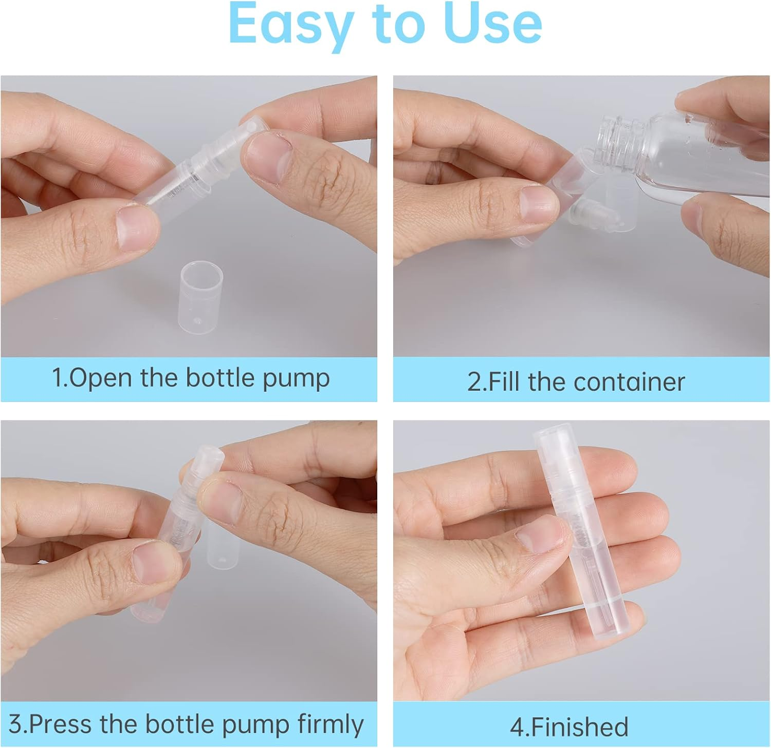 PEAKTOP 30 Sample Spray Bottles 3ML, Refillable Clear Perfume Bottle, Transparent Mini Spray Bottle, Portable Travel Perfume Bottles with Atomizer Pump and Dropper Pipette, for Liquid Makeup Tool image number 1