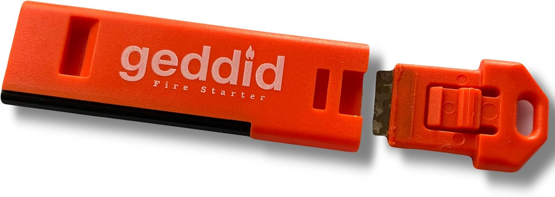 Geddid Fire Starter Key Ring with 120 Db Emergency Signal Whistle, Metal Scraper and Attachment Eyelet for Survival Camping Outdoor - Orange