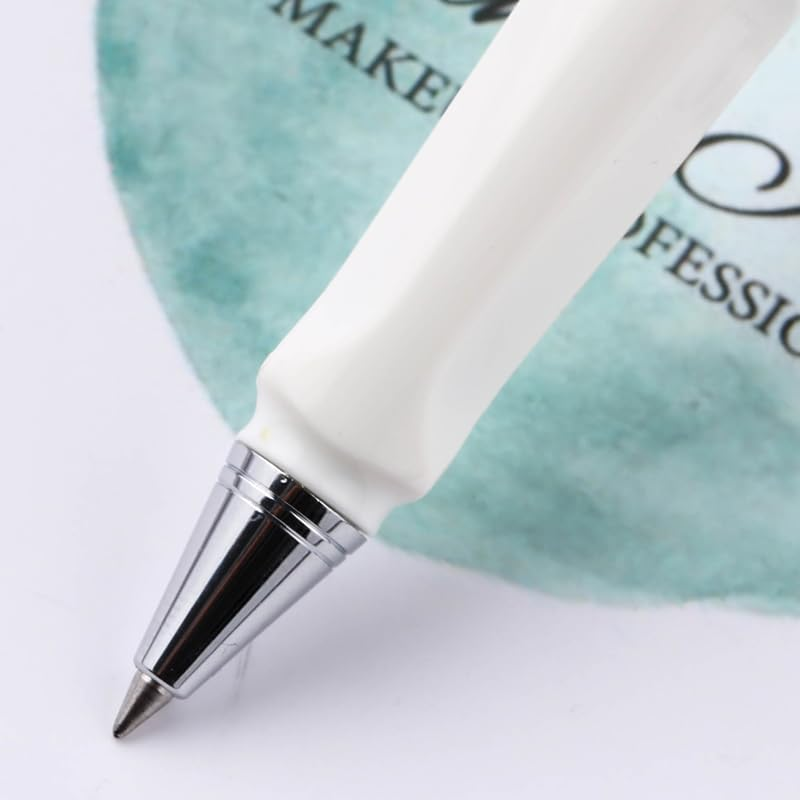 Smooth Rollerball Pen, 0.5Mm Tip, Black Gel Ink, Colour Barrel, Pocket Clip, Compatible with 843 845 Pen Refills (White) - Black image number 7