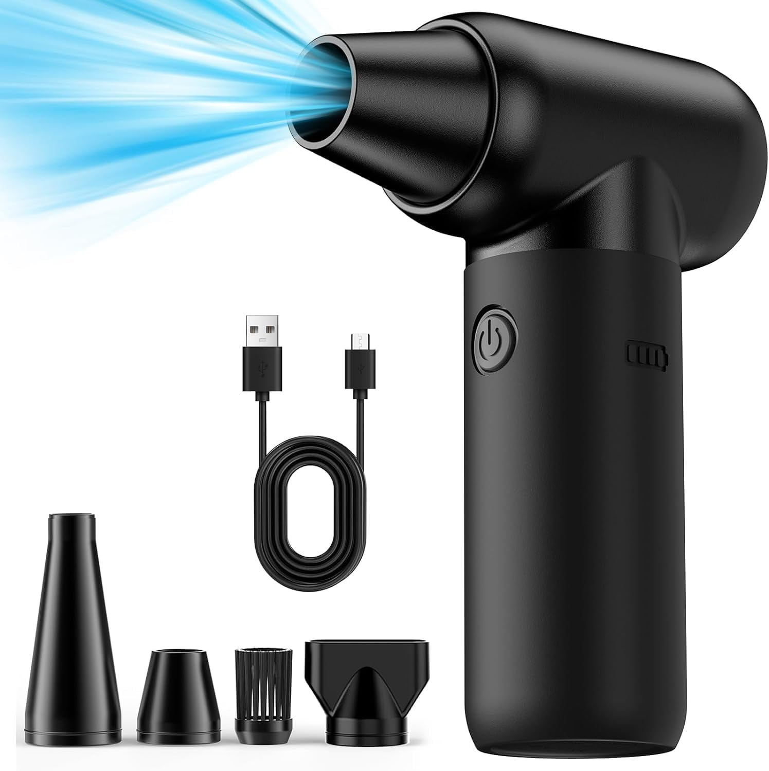 Compressed Air Duster,180000Rpm 3 Gear Jet Dryer Blower Electric Portable Air Duster Adjustable Rechargeable Cordless Jet Dry Blower Air Blower for Home and Car Air Bed Hair Dry