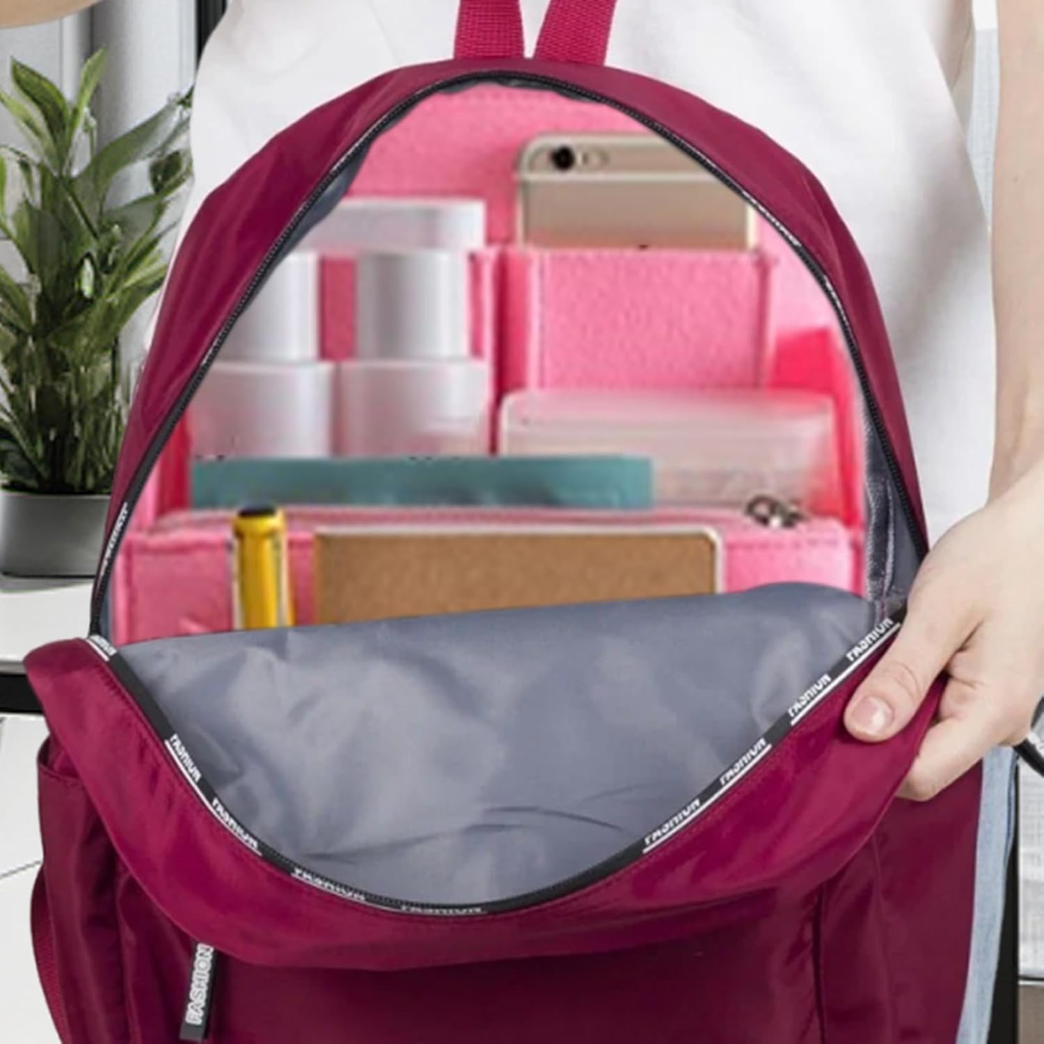 Backpack Organizer Insert - Portable Felt Storage Bag, Tablet Charger Wallet Holder | Effortless Mullti-Pocketless Felt Divider, Lightweight Bag Shaper, Insert image number 6