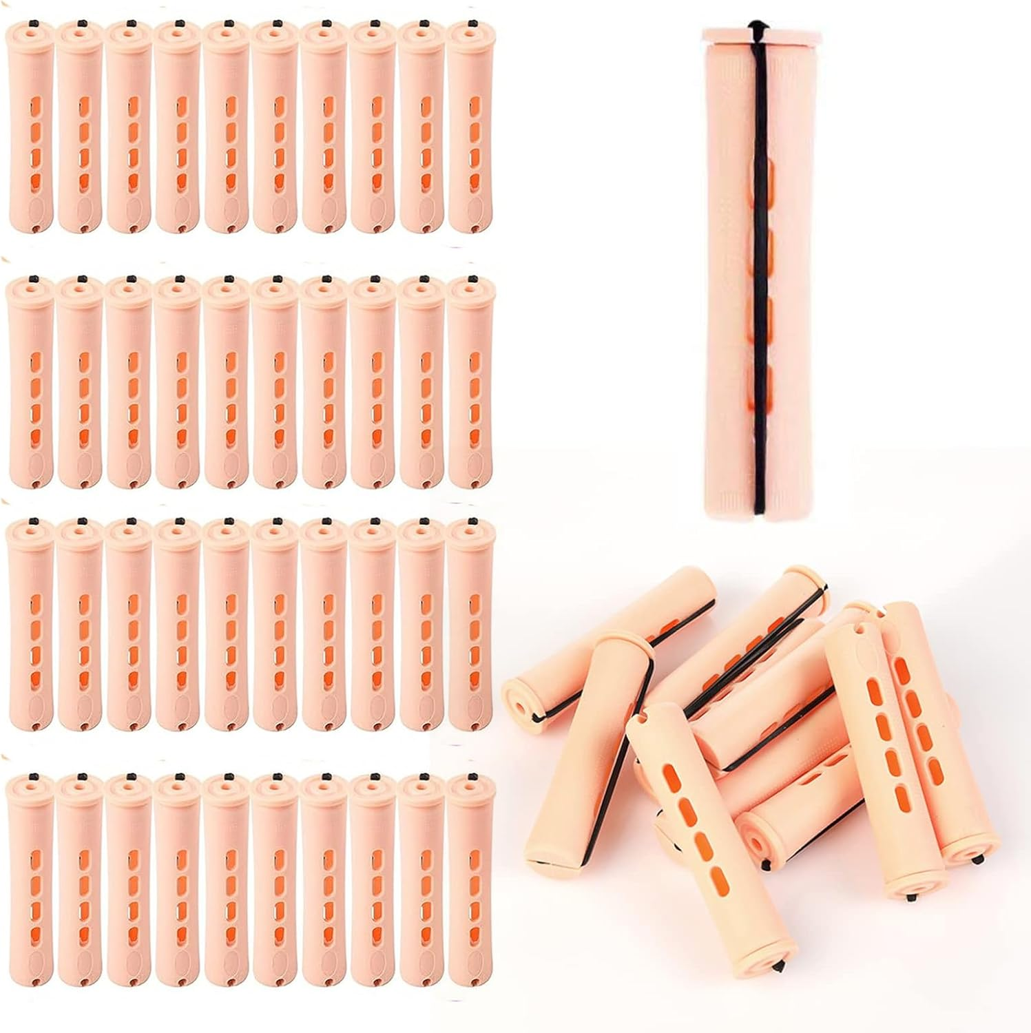 Meigick Perm Rods Set for Natural Hair, 40Pcs Plastic Cold Wave Rods, Heatless Perming Rods Hair Curler for Women, DIY Hairdressing Tools, Purple, 0.75 Inch