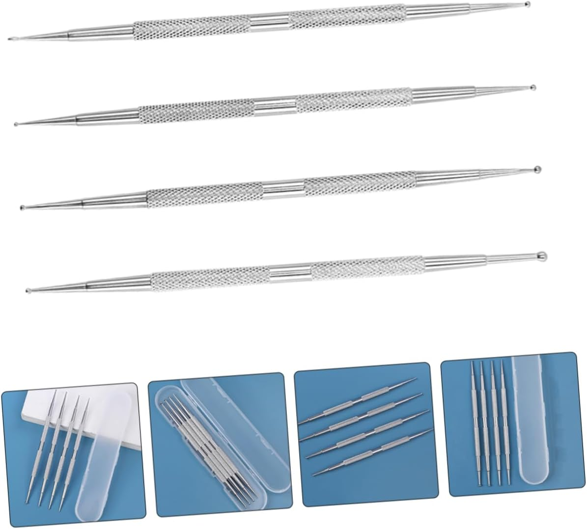 DONFAMDS 4Pcs Dual-Ended Nail Art Dotting Pens Rhinestone Picker Tools for Manicure and Nail Design Lightweight Portable for Easy Decoration and Crafting image number 5