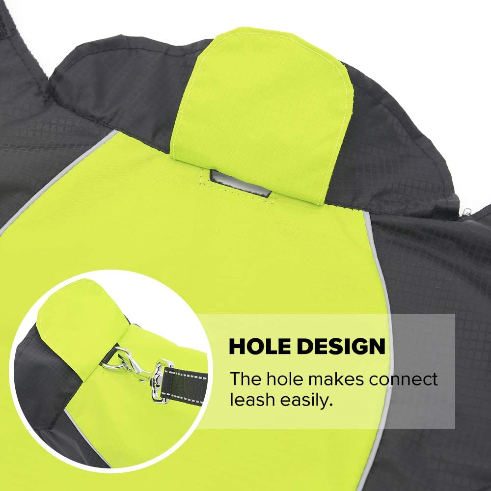 Flashseen Dog Raincoat Waterproof Dog Rain Jacket with Strip Reflective & Leash Hole Winter Dog Vest Warm Rain Coats for Dogs image number 2