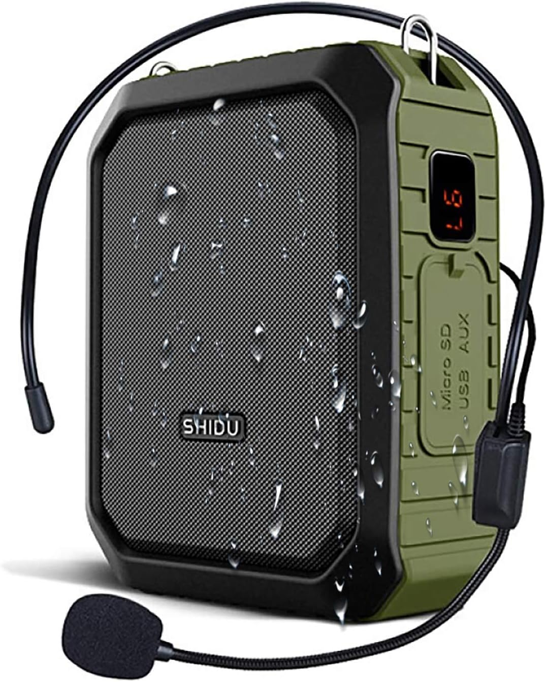 SHIDU Wireless Voice Amplifier Bluetooth Speaker 18W Waterproof Portable PA System with UHF Wireless Mic Headset Rechargeable Voice Enhancer Personal Microphone for Classroom Outdoors Tour Guide