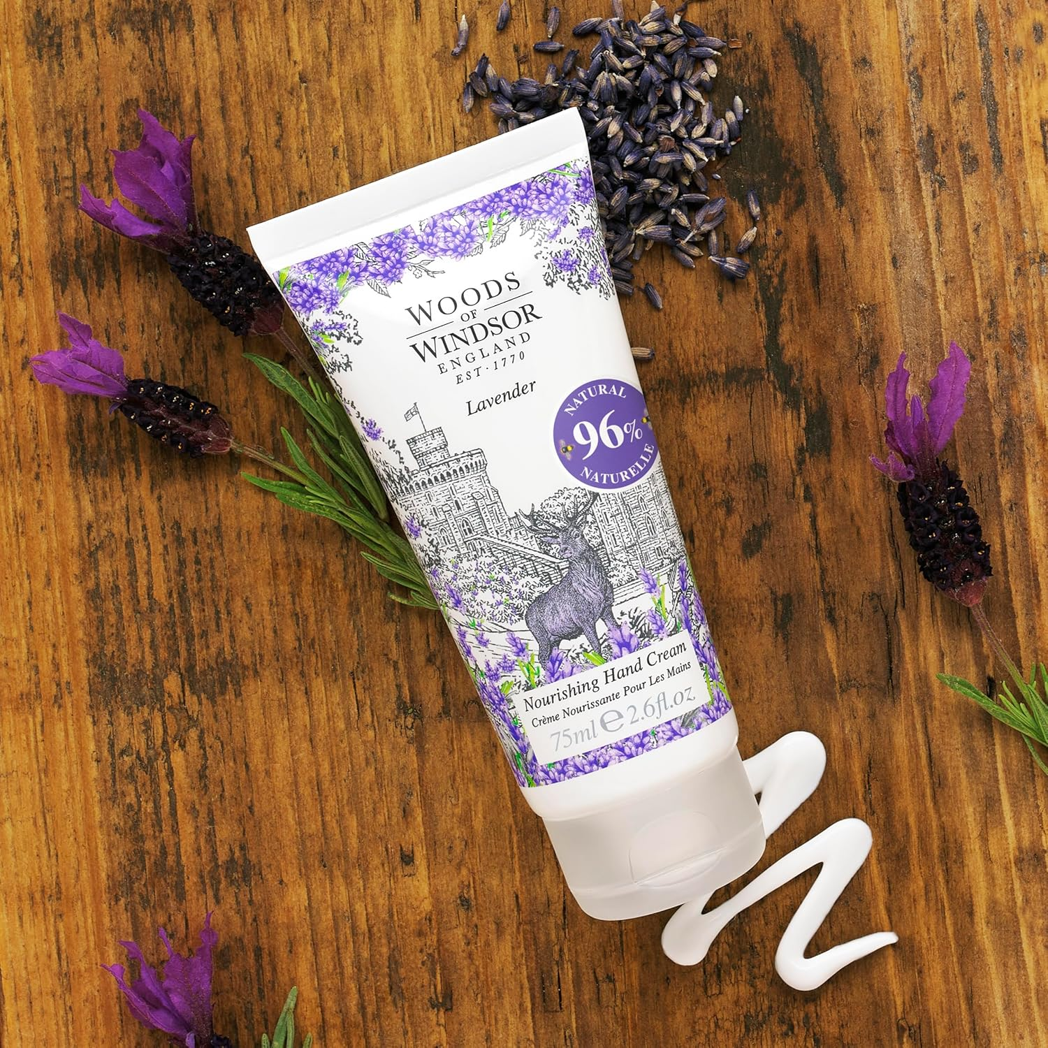 Woods of Windsor Hand Cream, Nourishing Lavender Hand Cream for Men and Women, Moisturising Hand Cream with Vitamin E and Shea Butter, Lavender Scent 75Ml image number 1