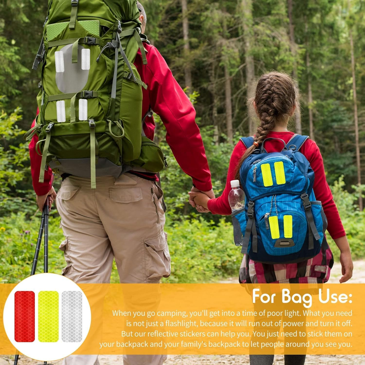 50Pcs Warning Reflective Stickers Safety Reflective Stickers, Night Warning Stickers,Waterproof Safety Warning Tape for Vehicle, Bicycles, Motorcycles, Reflective Stickers, Reflective Tape image number 3