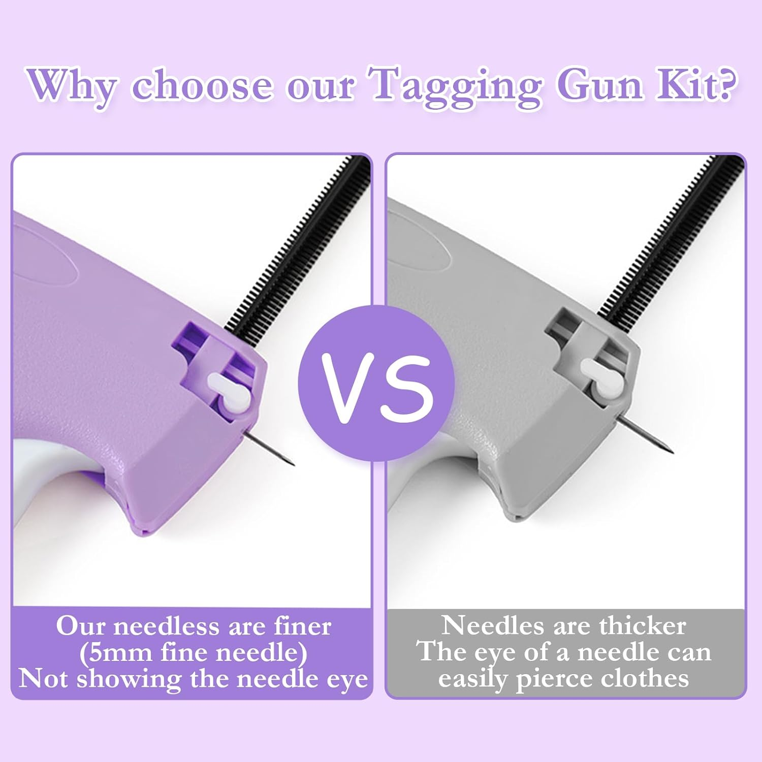 Tagging Gun Kit, Handheld Stitch Fine Stitch Tool Gun Quick Clothing Fixer, Mini Stitch Mending Quilting Gun for Clothes, Includes 5 Replacement Needle, 1500 White & 1500 Black Micro Fasteners (Purple)