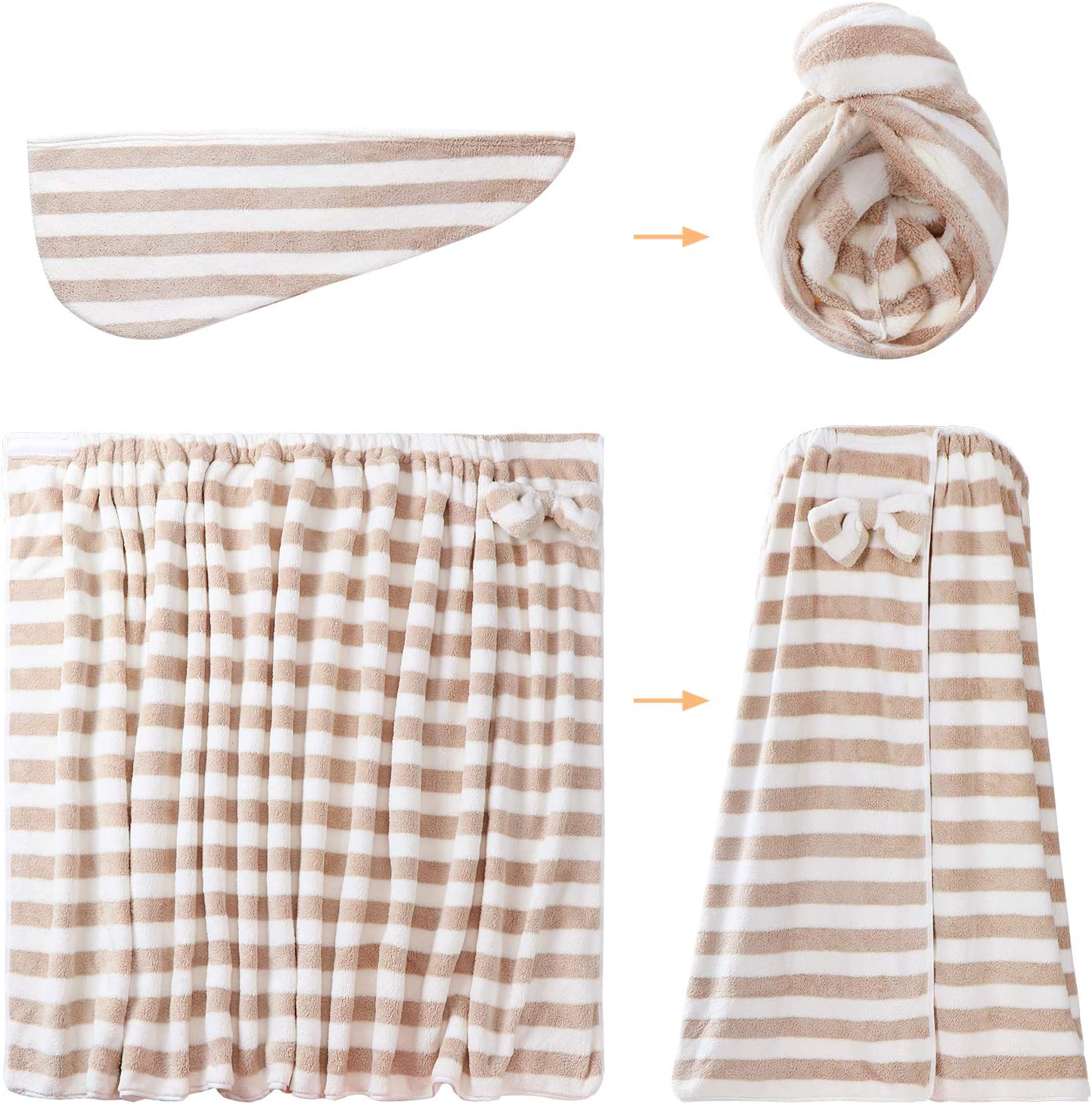 Towel Wrap for Women,Women Body Wrap Spa Wraps Bathrobe Comfortable Bath Body Wrap Adjustable + Drying Hair Towel image number 5