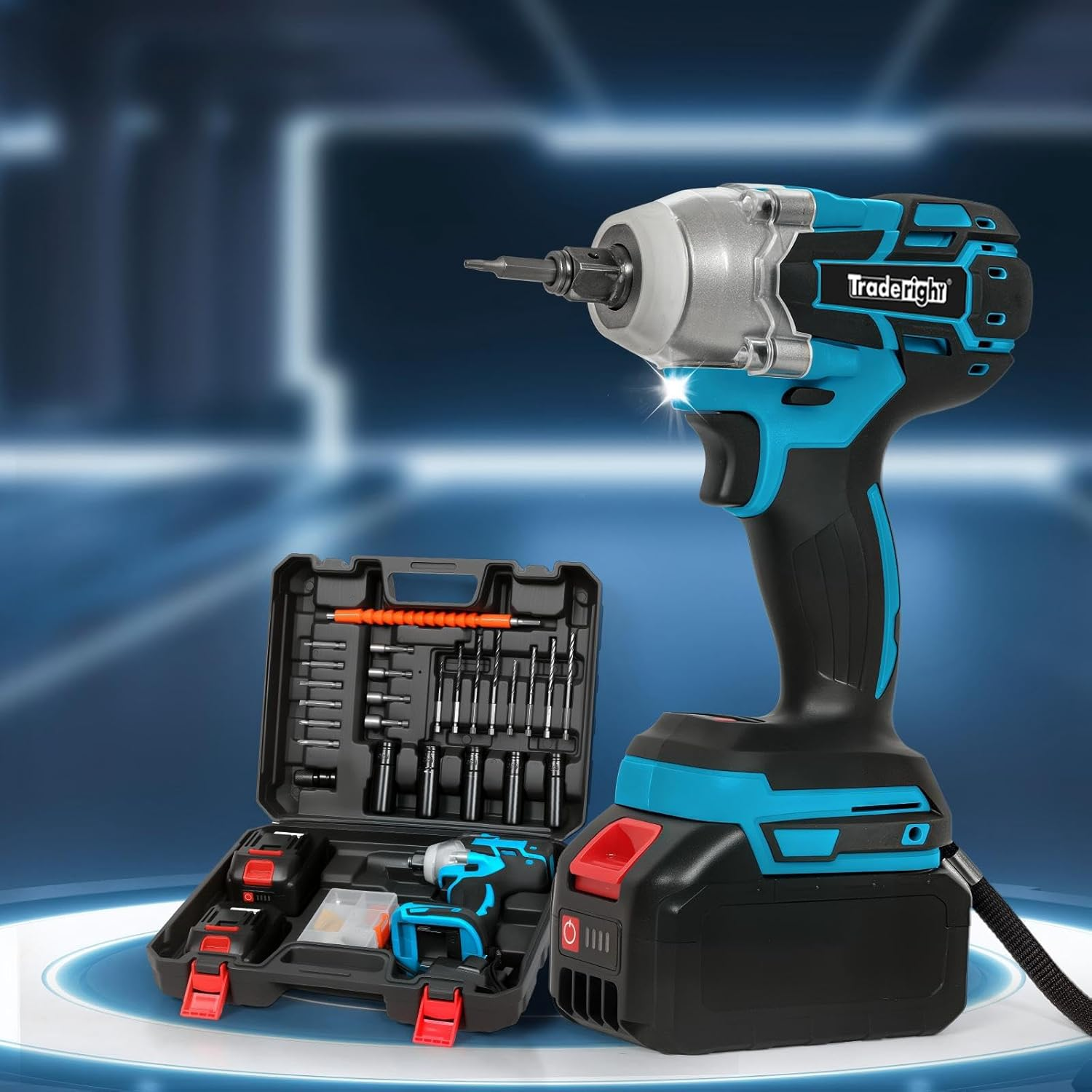 Traderight 21V Cordless Impact Wrench &ndash; 1/2" Hex Chuck,400Nm Torque,3000Rpm Variable Speed Trigger,72-Piece Impact Socket Set&Tool Kit with 2&times;4.0Ah Batteries for Diy,Automotive&Power Tools Projects image number 1