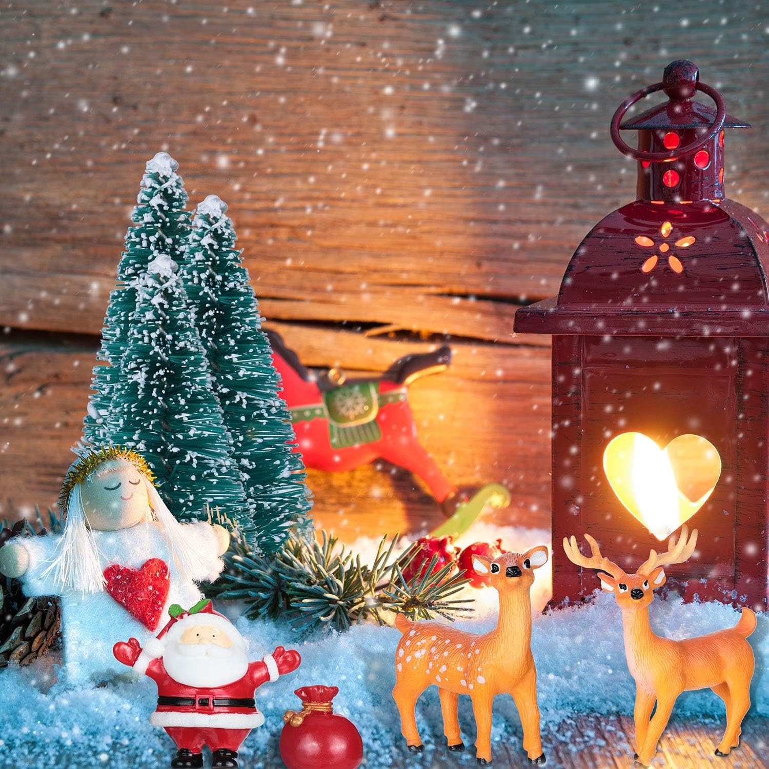 Sumind 41 Pieces Mini Assorted Pine Trees Christmas Miniature Ornaments Bottle Brush Trees with Snowmen, Reindeer, Miniature Ornaments for Christmas Party Decorations image number 6