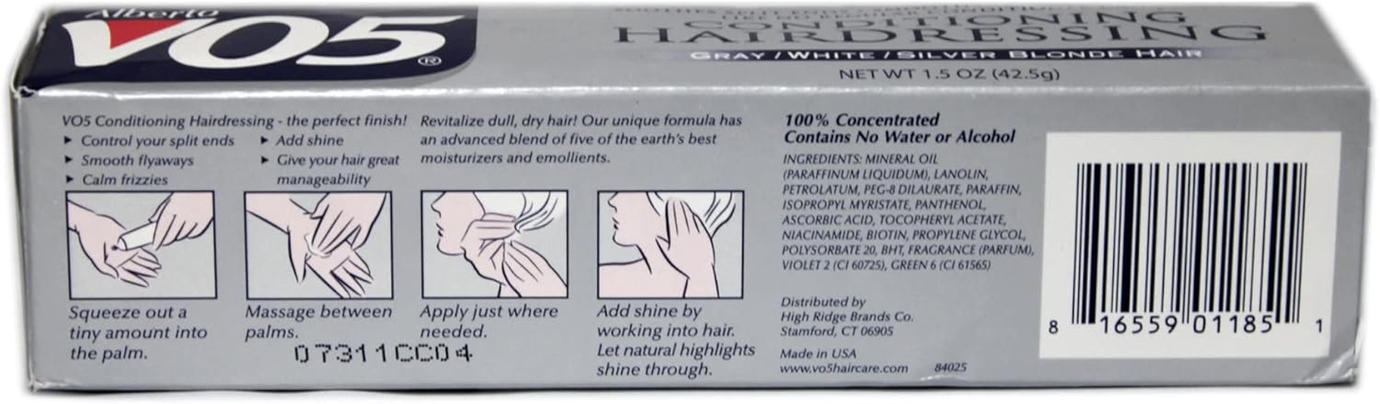 Alberto VO5 Conditioning Hairdressing for Gray, White, Silver Blonde Hair, 1.5 Oz (Pack of 2) image number 1