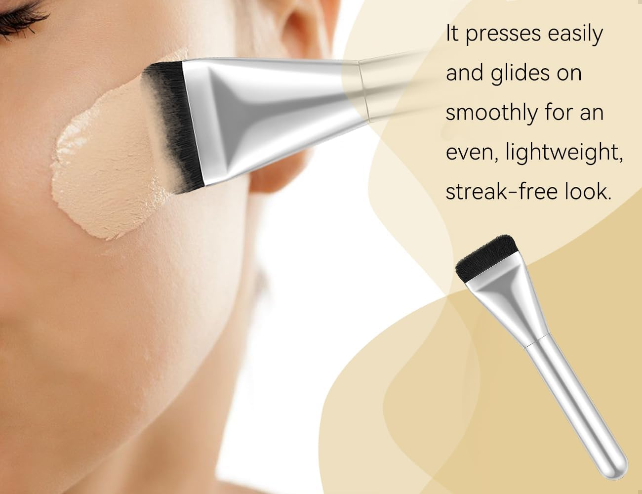 Emezddo Pack of 2 Foundation Brushes, Ultra Thin Flat Make up Brushes, Used for Women Girls Liquid Powder Concealer Cream Stage Performances Weddings image number 1