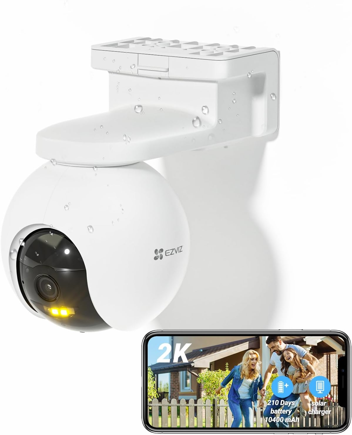 EZVIZ 2K Outdoor Security Camera Wireless, Solar Security Camera, 360 PT Wifi Camera, 210 Days Battery Life, 15M Color Night Vision, 2-Way Talk, AI Human Detection, Waterproof (CB8 3MP) image number 6