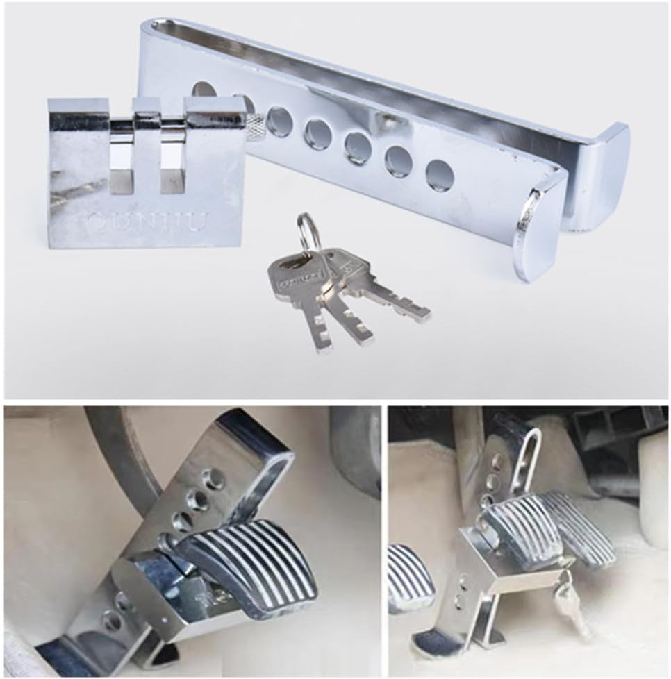 Brake Pedal Lock, Adjustable Car Steering Wheel Lock, Multifunctional Telescopic Anti-Theft U-Shaped Lock, Steel Anti-Theft Clutch Pedal Lock Adjustable Accelerator Auto Car Security Supply Device image number 3