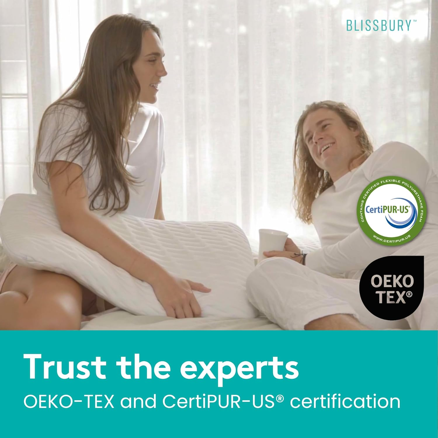 BLISSBURY King Thin 6.5Cm Stomach Sleeping Memory Foam Pillow. Slim, Flat, Cooling Sleep for Belly or Back with Soft Washable Cover, Neck and Head Support for Men and Women Bedding Accessories image number 5