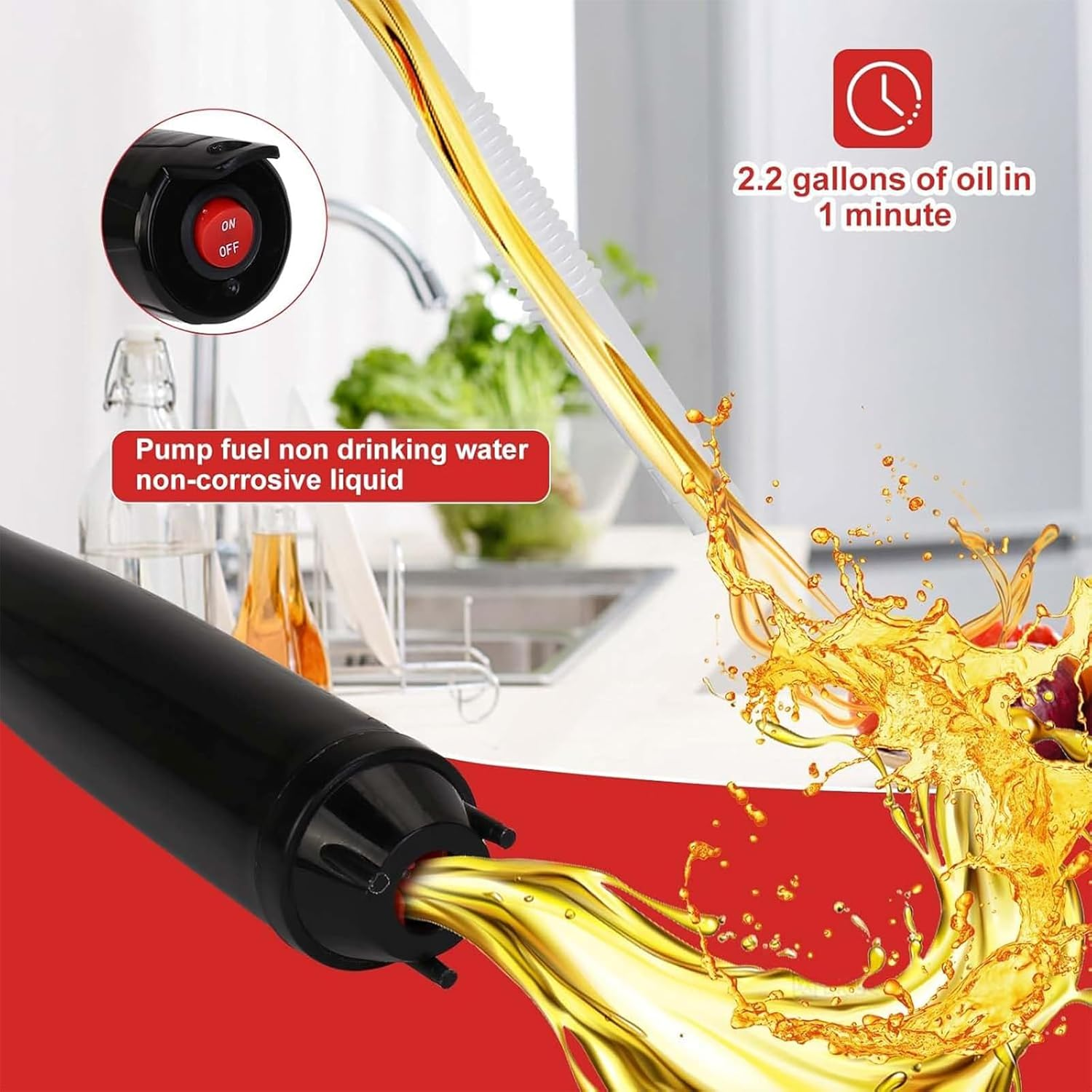 Portable Power Battery Pump, Water&Fuel Transfer Pump up to 2.2 GPM, Battery Operated Liquid Transfer Pump for Gasoline Diesel Oil Fish Tank