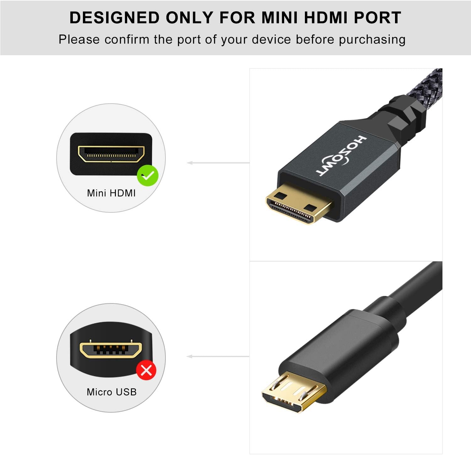 Mini HDMI to HDMI Adapter, Twozoh Mini HDMI Male to HDMI Female Cable Adapter Support 1080P Full HD, 4K, 3D, for DSLR, Camera, Camcorder, Graphics Card, Laptop, Tablet, HDTV, Projector image number 6