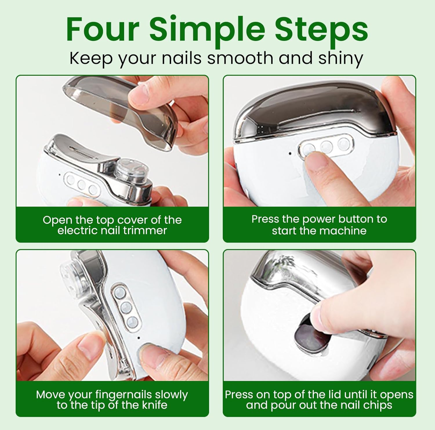 Upgraded 3-In-1 Electric Nail Clipper with Collector & LED Light, Automatic Electric Fingernail Clippers for Women Man, Nail File Toenail Trimmer for Baby Kids Adults Senior image number 5