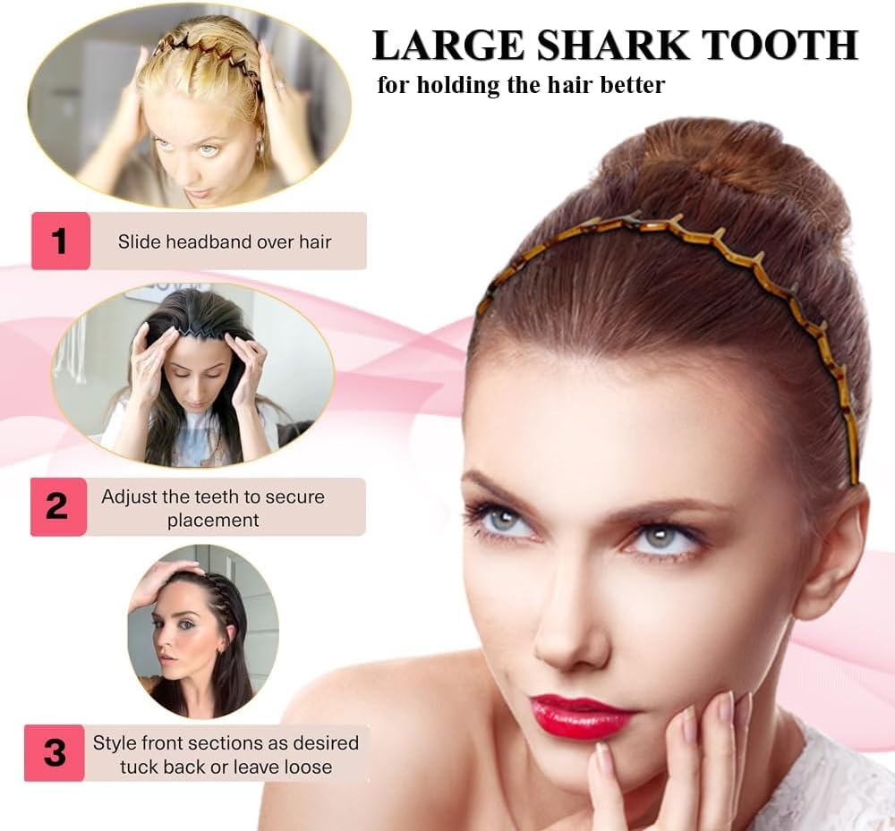 SOVYOULIVE 4 Pack Zig Zag Headbands,Plastic Hair Bands with Teeth Thin Zigzag Head Bands for Women'S Hair,90S Zigzag Headband Hair Accessories image number 2