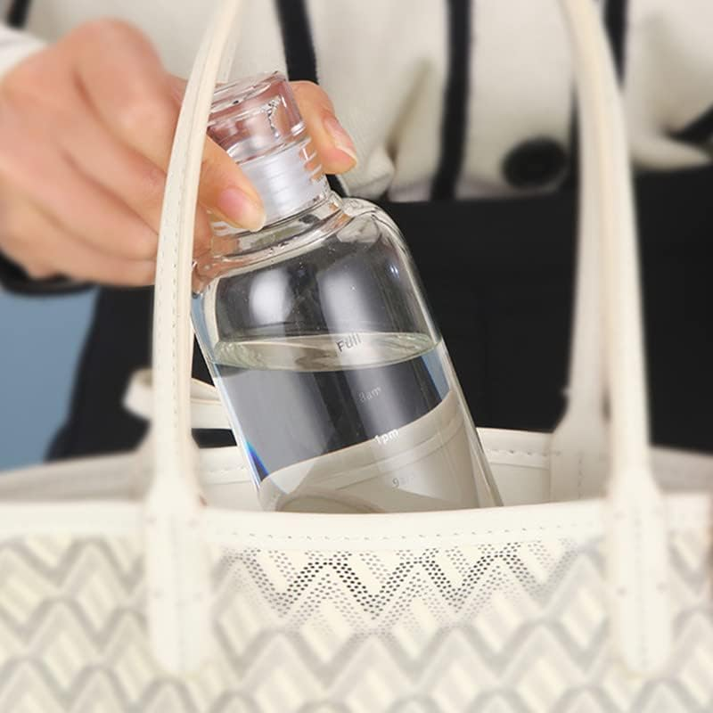 Hniuyun 500Ml Water Bottles with Time Marker and Non-Slip Sleeve, Reusable Clear Glass Drinking Bottles, Suitable for Office, Gym, Outdoors image number 5