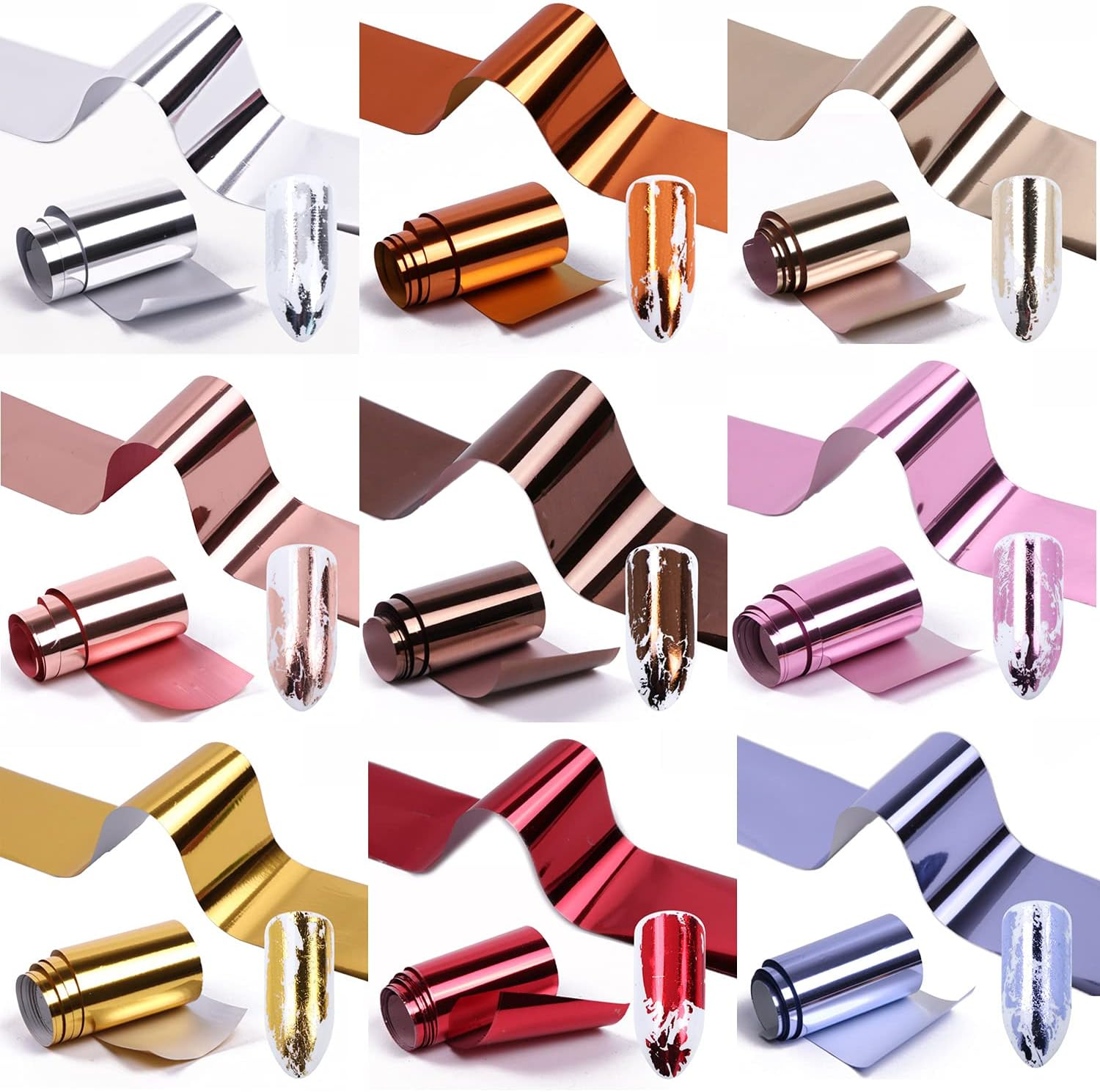 14 Sheets Gold Nail Foils Transfer Stickers - Holographic Effect Metallic Nail Art Foil Stickers in Color Gold and Silver - T11 image number 5