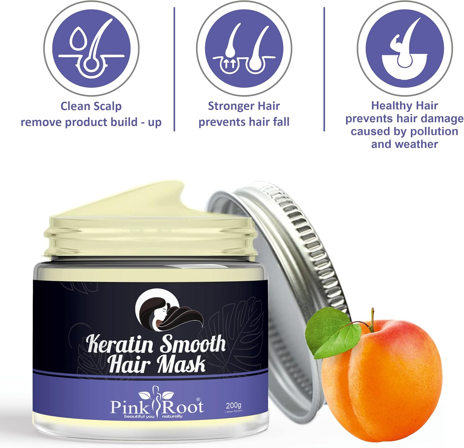 Pink Root Keratin Smooth Hair Mask, Multi Color, 200 G image number 5