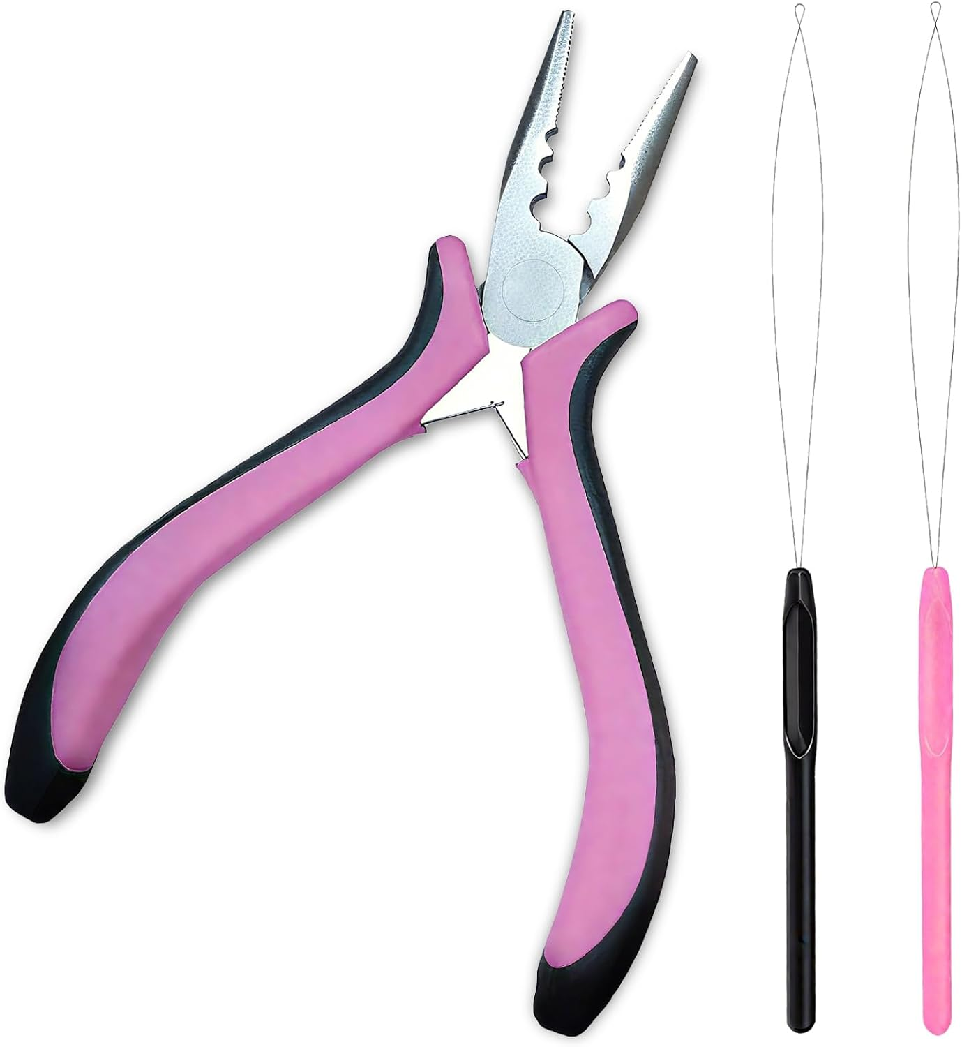 Hzqzaoan Hair Extension Pliers for Removal &ndash; Professional Hair Extensions Kit Tools with Loop Threader for Micro Rings & Nano Beads | 3-Hole Hair Extension Pliers, Hair Tools for Stylists image number 2