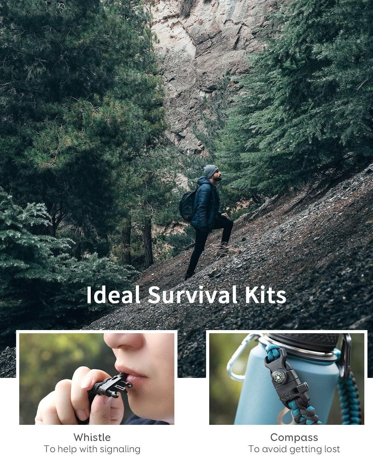 Trebo 32Oz Insulated Water Bottle That Fits in Cup Holder, Stainless Steel Double Wall Tumbler Flask Bottles with Paracord Handle, with Straw Spout Lids, Keep Cold for 48 Hrs/Hot 24 Hrs,Indigo/Black image number 6