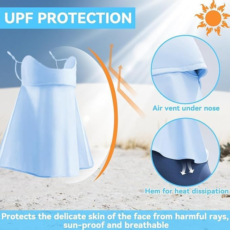 Breathable Cooling Face Cover Sunglasses 3 Set, Ice Silk Protection Earloop Neck Gaiter Scarf with Adjustable Straps, Multi-Functional Headwear Neck Cover for Men Women Summer Outdoor Sports
