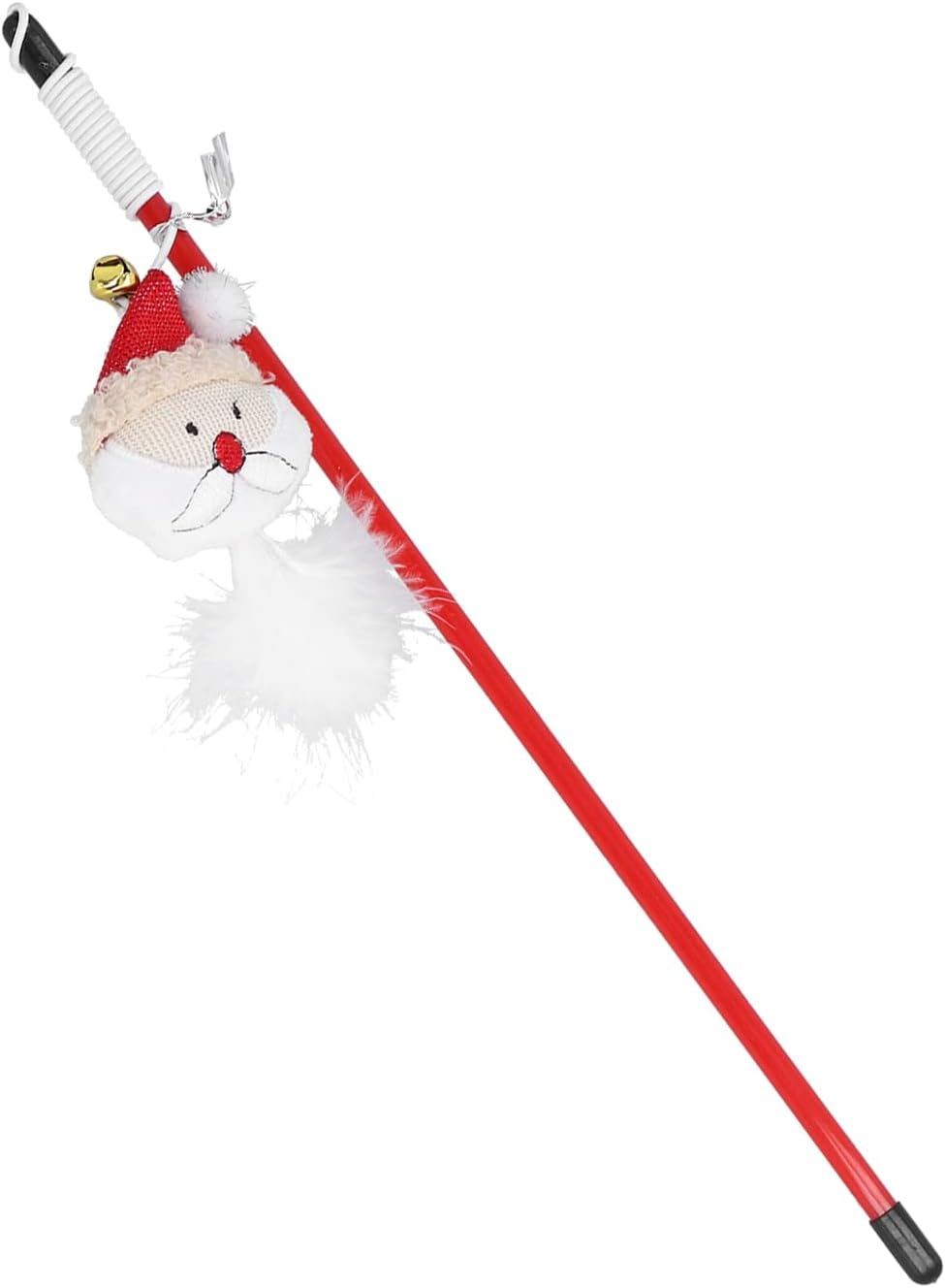 Aoaoy Cat Toy Interactive Stick Cat Wand Toy Interactive Stick 12In Long Safe Santa Claus Design with Plush Ball for Play Jumping Exercise image number 6