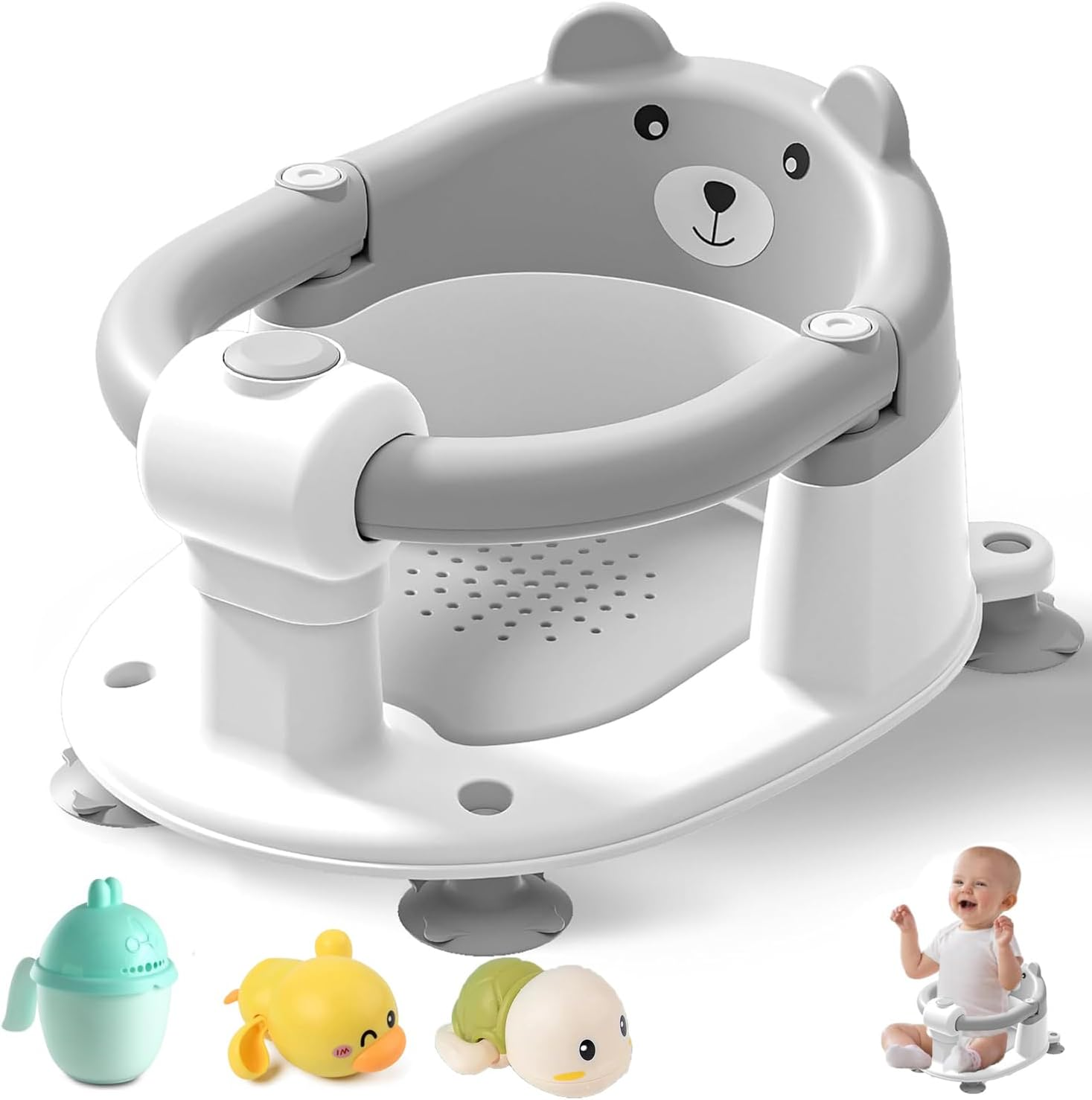 Baby Bath Seat for Babies 6 Months & Up, Toddler Bath Seats for Babies Sitting Up, Non-Slip Infant Bath Tub Chair with 4 Suction Cups & Soft Cushion for Shower, Compact Toddler Bathtub Seat Purple