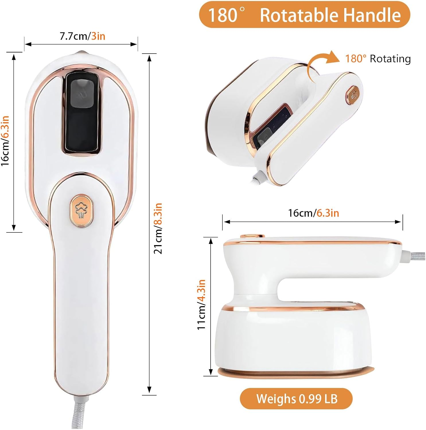 Travel Mini Steam Iron for Clothes Travel Size Steamer for Clothes Portable Mini Travel Steam Iron for Clothes Portable Iron Steamer Portable Steam Iron Handheld Iron Steamer, AU/NZ 3-Pin, 240V, 1000W image number 4