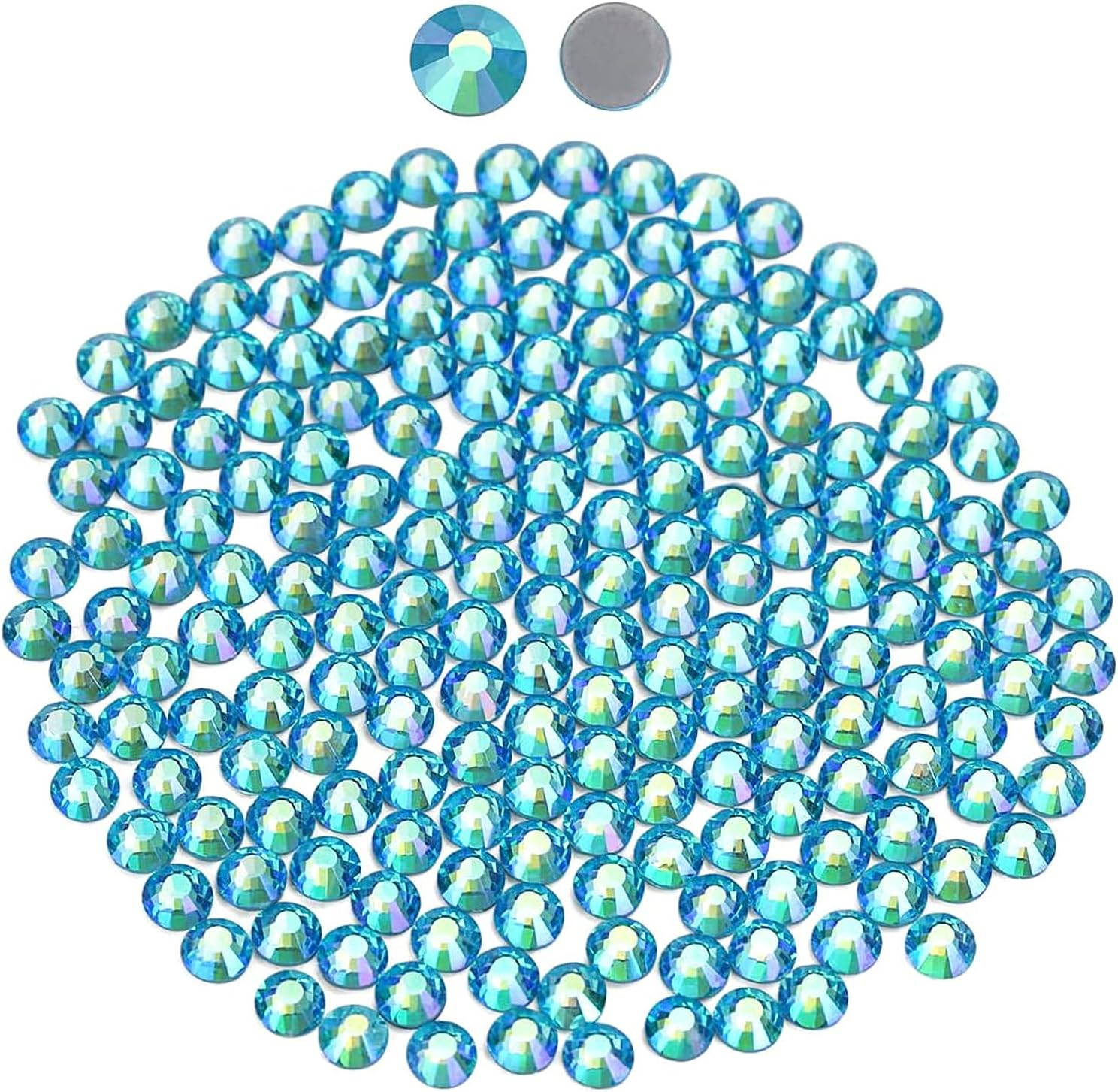 Novani Hotfix Rhinestones, Aquamarine AB Flatback Glass round Crystals Gems for Crafts Clothes Shoes Bag DIY Decoration (Ss30/6.4Mm/288Pcs)
