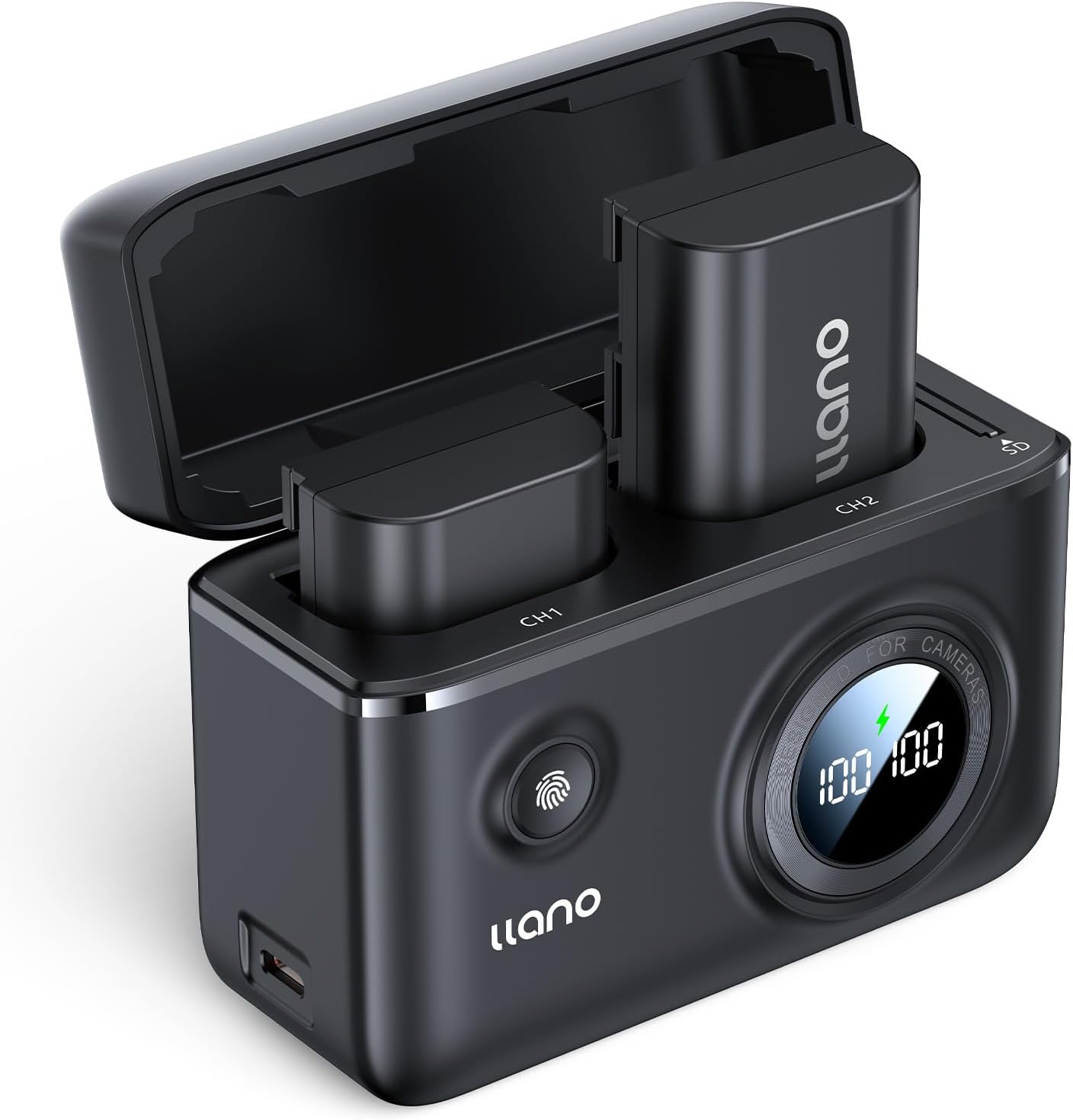 Llano 2-Pack LP-E6NH Batteries and 18W Fast Dual USB Charger for Canon EOS R5,R5 C R6 Mark II, 5D 6D 7D Mark II III IV, 5DS, 60D, 70D, 80D, 90D, with Smart Battery Level Display, Magnetic Snap Cover image number 5