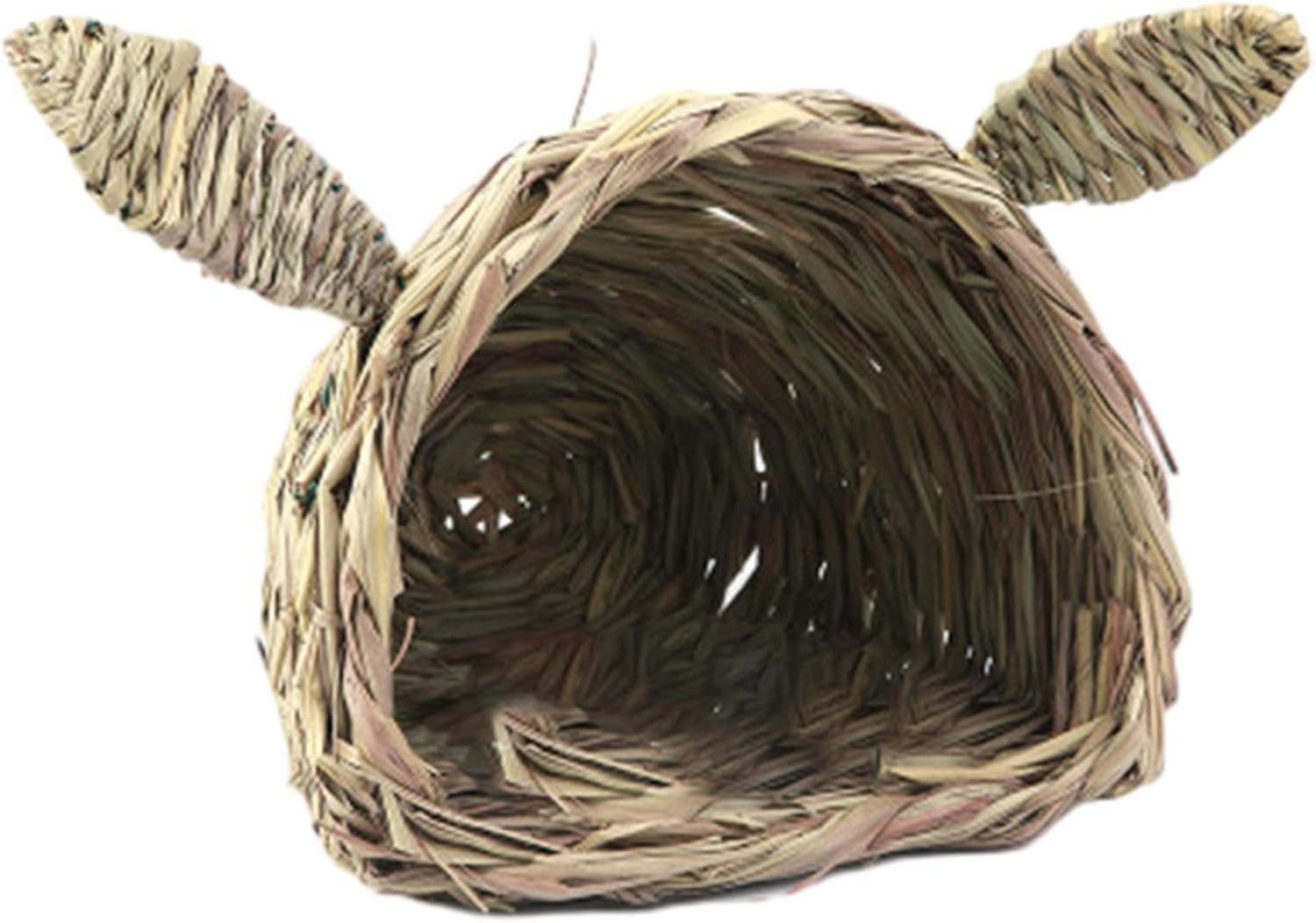 Folpus Hideaway Hut Toy Hay Bed Handmade Woven Bunny Grass Tunnel Rabbit Grass Bed for Chinchilla Small Animals Bunny Play and Sleep