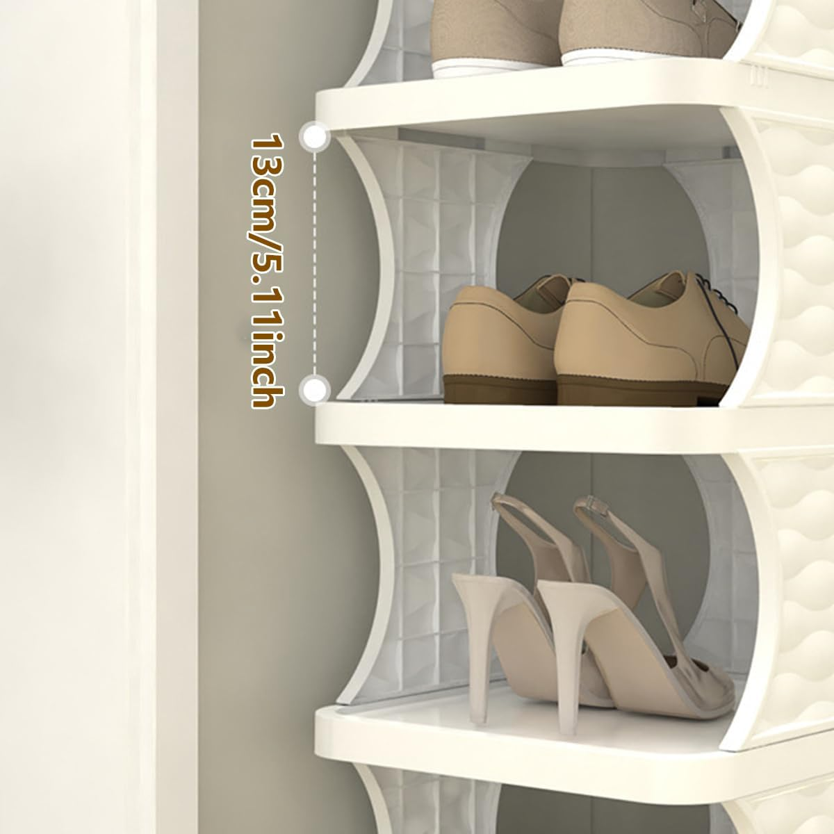 AIMALL Multi-Layer Folding Shoe Rack, Compact Narrow Design for Home Entrance, Dormitory, Corridor, with Stable Load Bearing, Easy Assembly, Blue/Orange/White image number 2