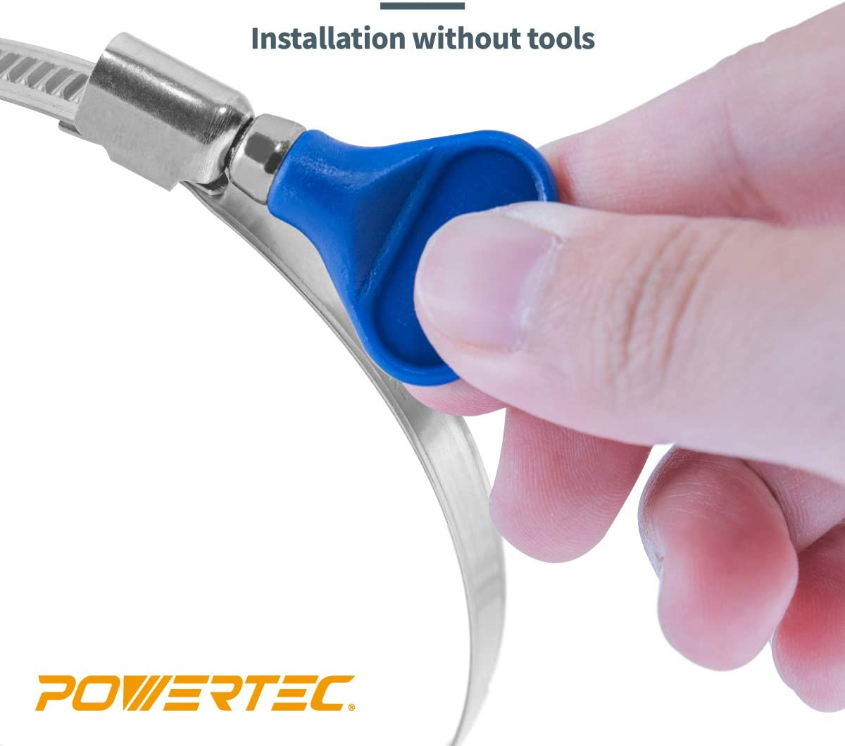 POWERTEC 70332 3 Inch Key Hose Clamp, Thumb Screw Key Adjustable Stainless Steel Hose Clamps for Dust Collection, Dust Collector and Dryer Vent Hose, Pipe Clamp, RV Clamp, Worm Gear Clamp, 5 Pack image number 1
