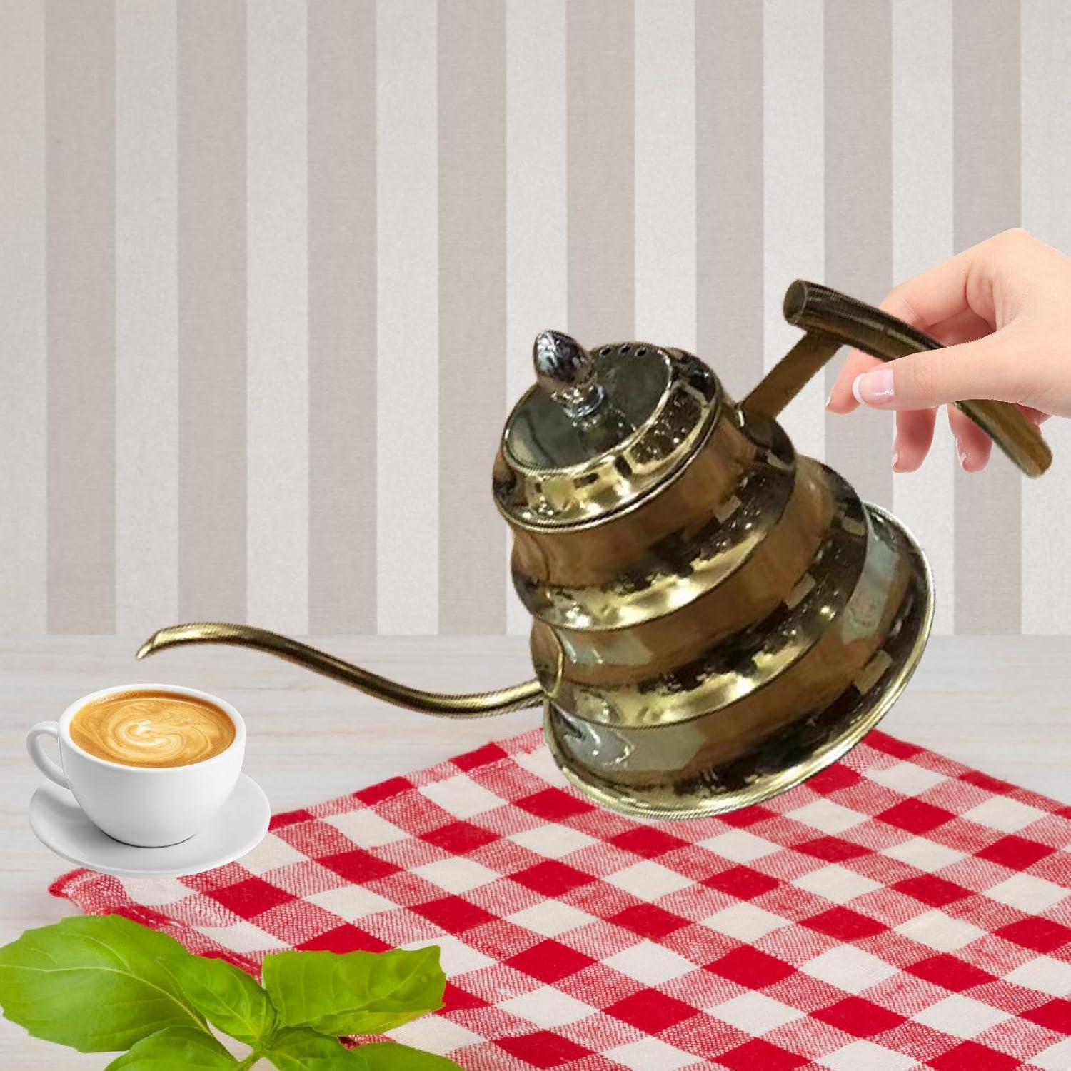 AFXGUSD Coffee Kettle Stainless Steel Gooseneck Drip Kettle Pour over Filtered Teapot Long Spout Pot for Tea Espresso Suitable for Gift Giving Home, Gold - Sliver image number 5