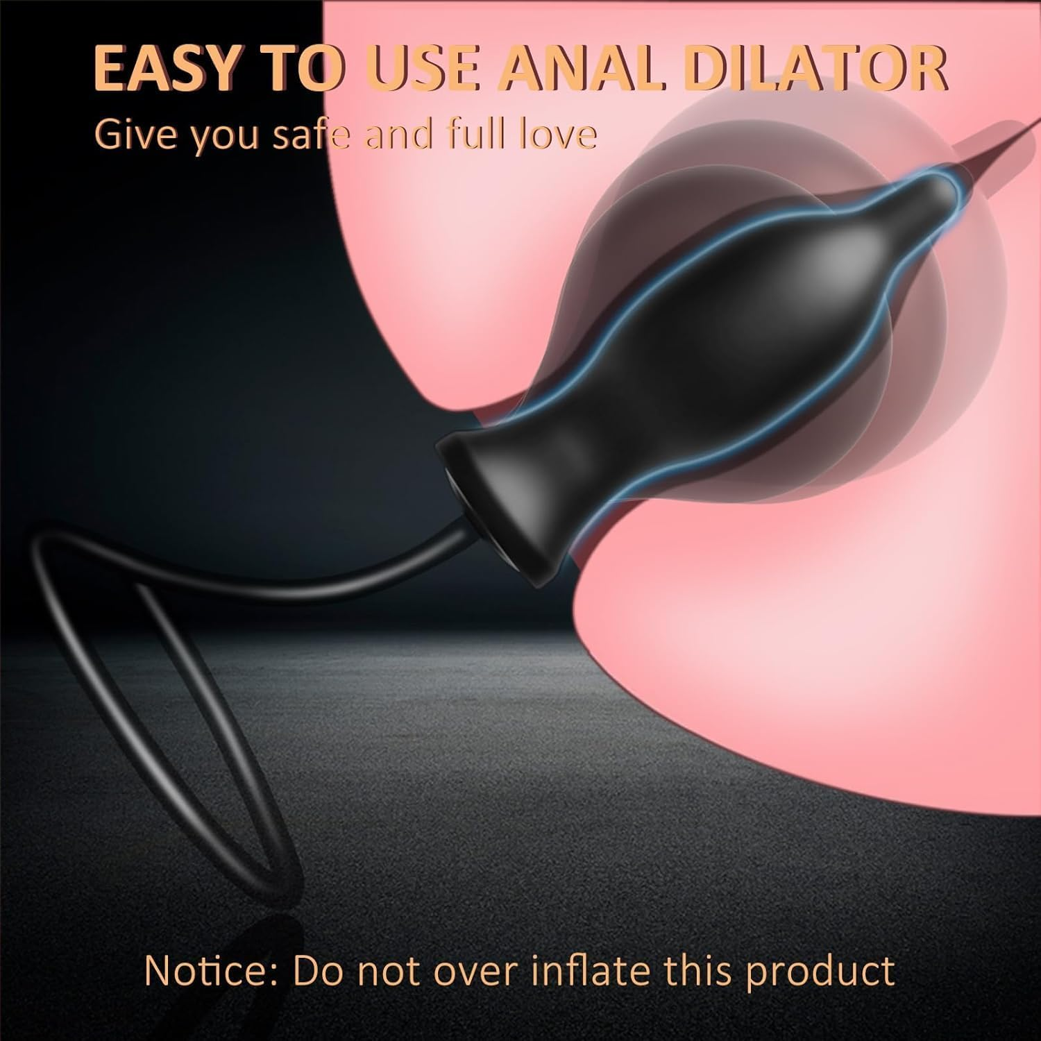 Inflatable Anal Plug Butt Dildo Plug Expansion Training Kit Stimulation Anal Pump Expander Expandable Balloon XL Big Large Male Female Prostate G-Spot Sex Toy (Black Classic Style) image number 5