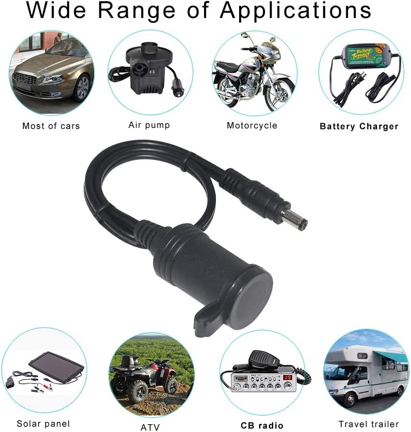 12V Cigarette Lighter Female Socket to DC 5.5 Mm X 2.1Mm Barrel Plug 30CM 12 Volt Car Cigarette Socket with Cover image number 3