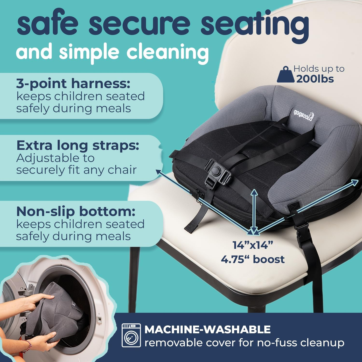 Hiccapop Neoboost Inflatable Toddler Booster Seat for Dining Table &ndash; Portable, Quick-Inflate Design &ndash; Anti-Slip Base, Secure Straps, Easy-Clean &ndash; Perfect for Home & Travel