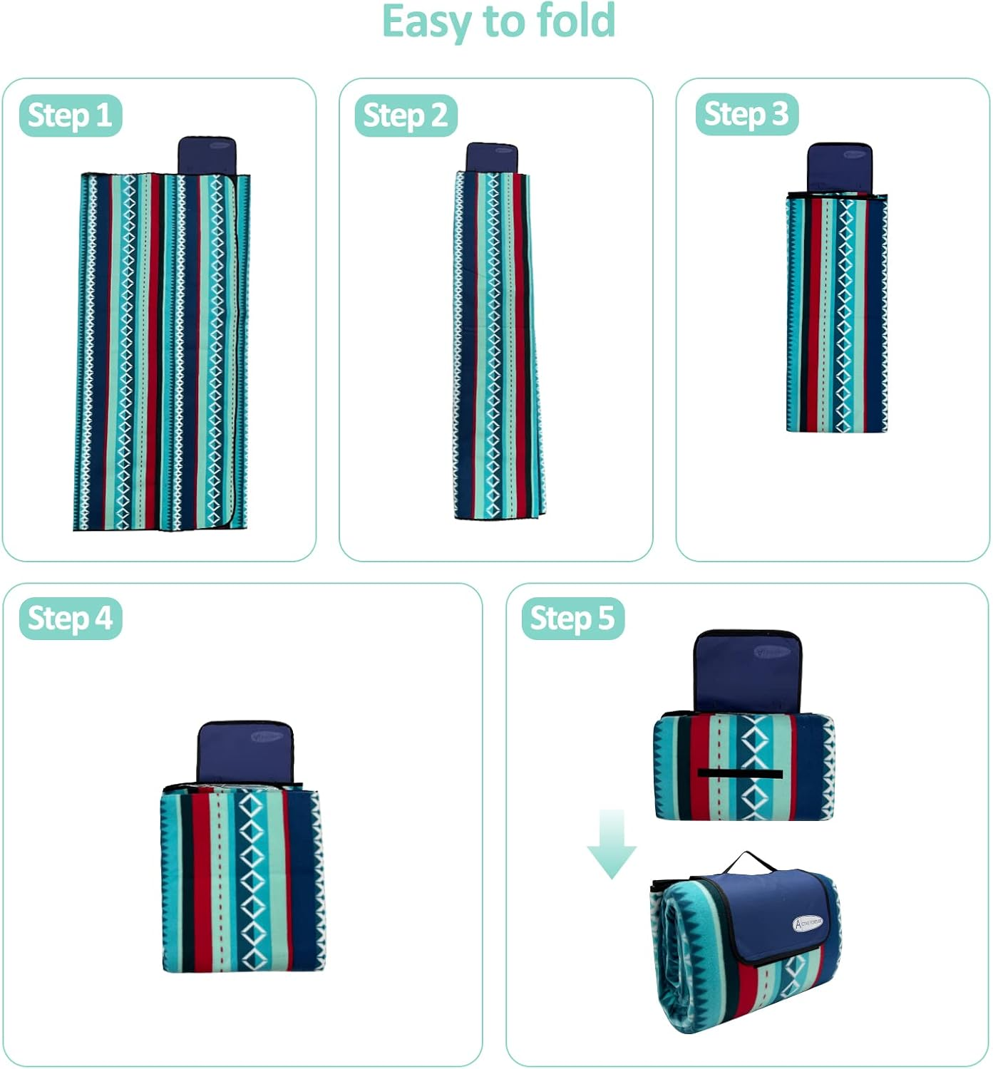 Picnic Blanket Portable, 300X200Cm Large Outdoor Rug with Waterproof Backing, Picnic Mat with Carrying Handle, Suitable for Camping, Travel, Park, Beach, Garden, Family Gathering