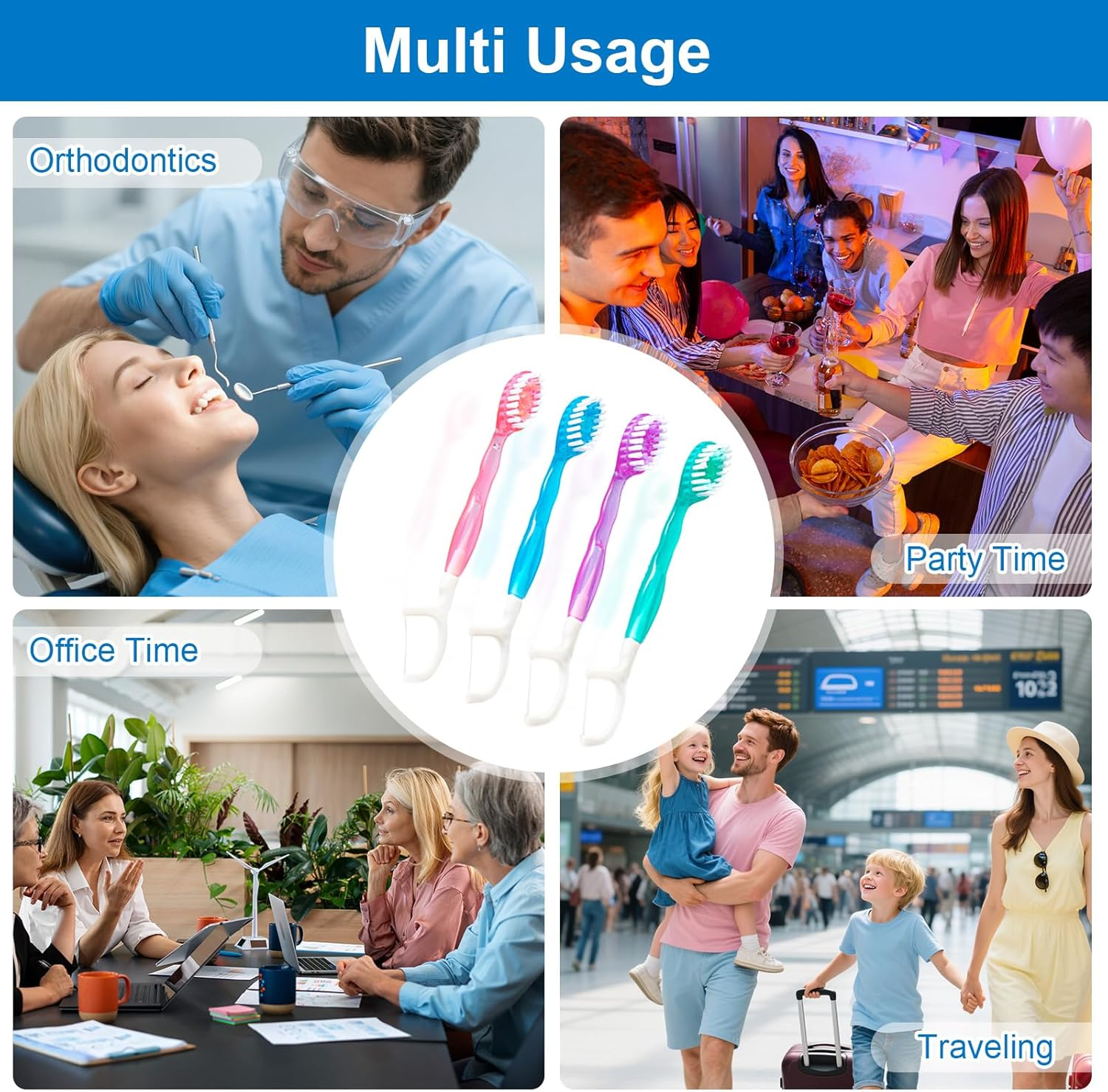 12PCS Prepasted Mini Disposable Toothbrush Set 5-In-1 Travel Toothbrush with Tongue Scraper Floss Pick Individually Wrapped, On-The-Go Toothbrush for Work Travel image number 1