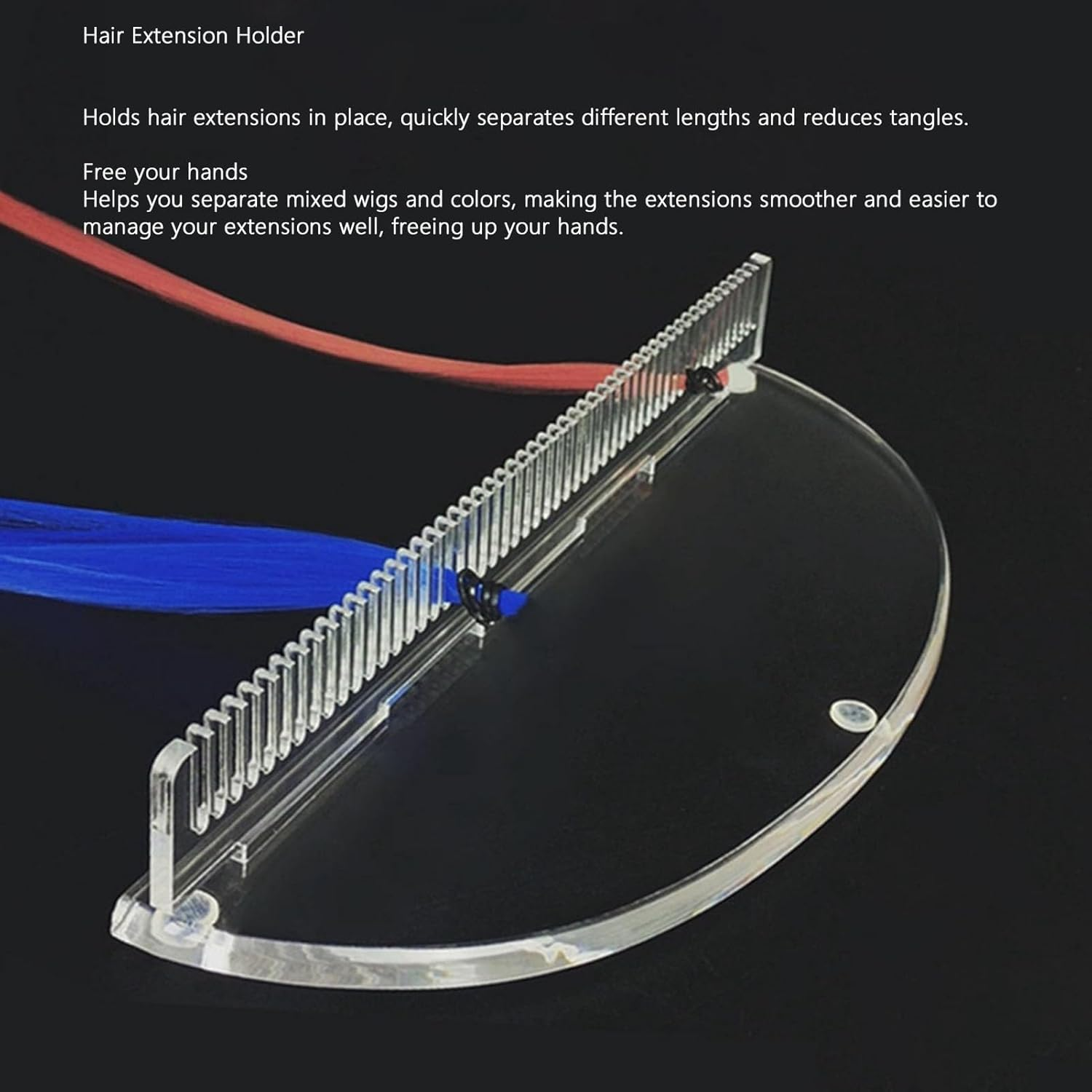 Hair Extension Holder, Portable Hair Extension Hanger, Reusable Hairpiece Storage Rack for Washing Drying Coloring Styling Weaving (Transparent) image number 3